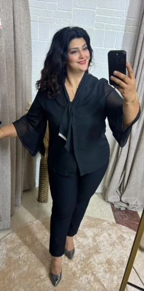 Şal Yaka Şifon Bluz