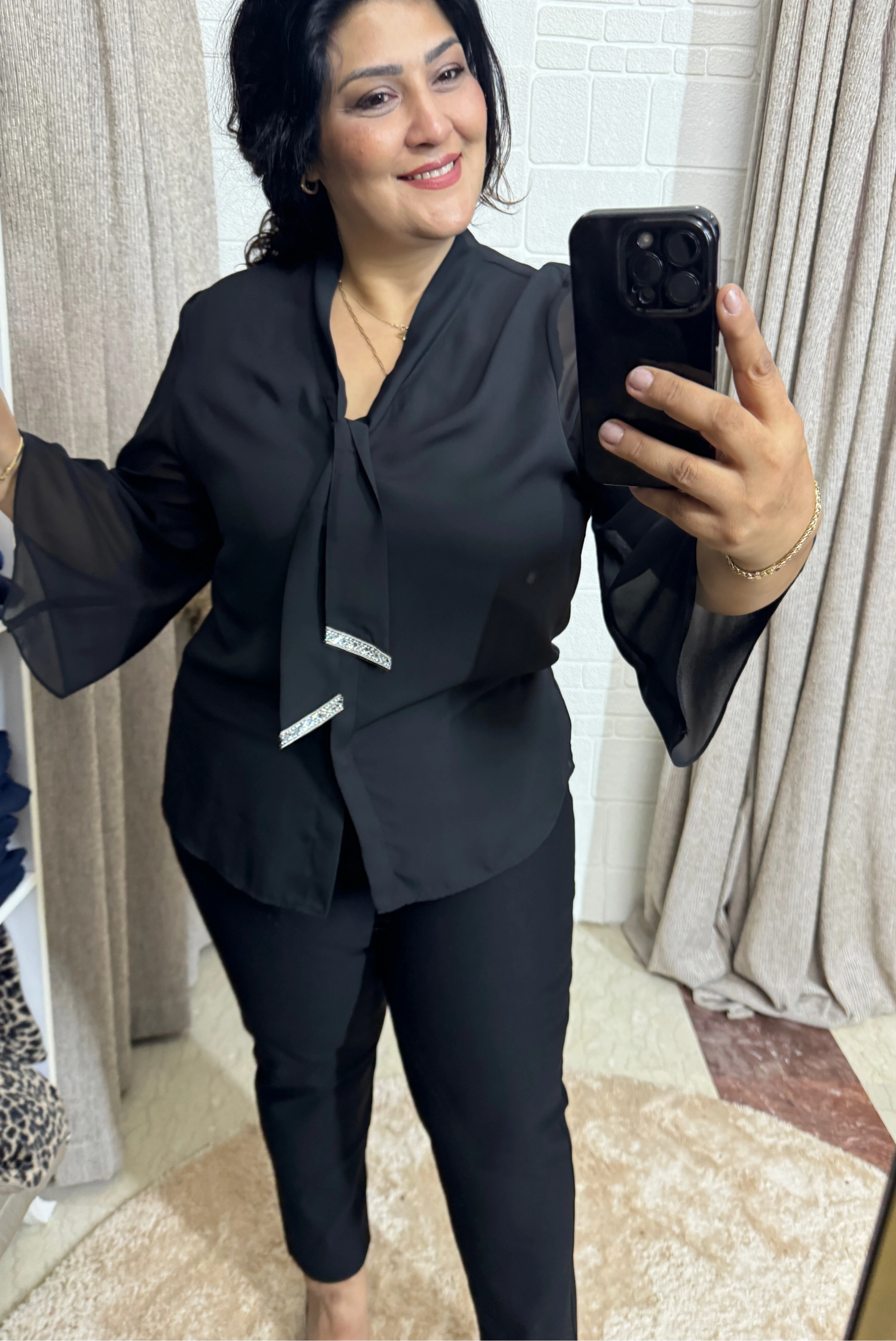 Şal Yaka Şifon Bluz