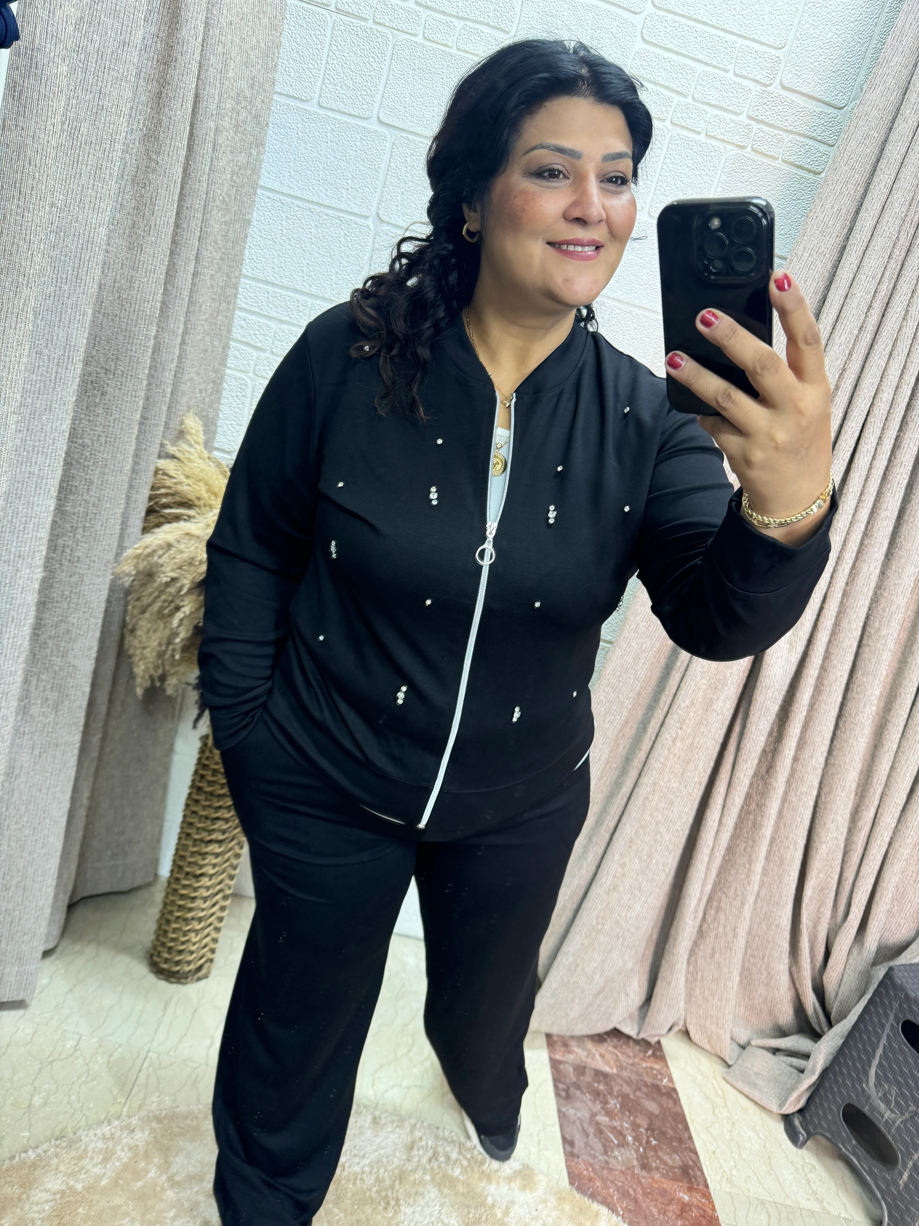 Taşlı Eşofman Takımı İspanyol Paça