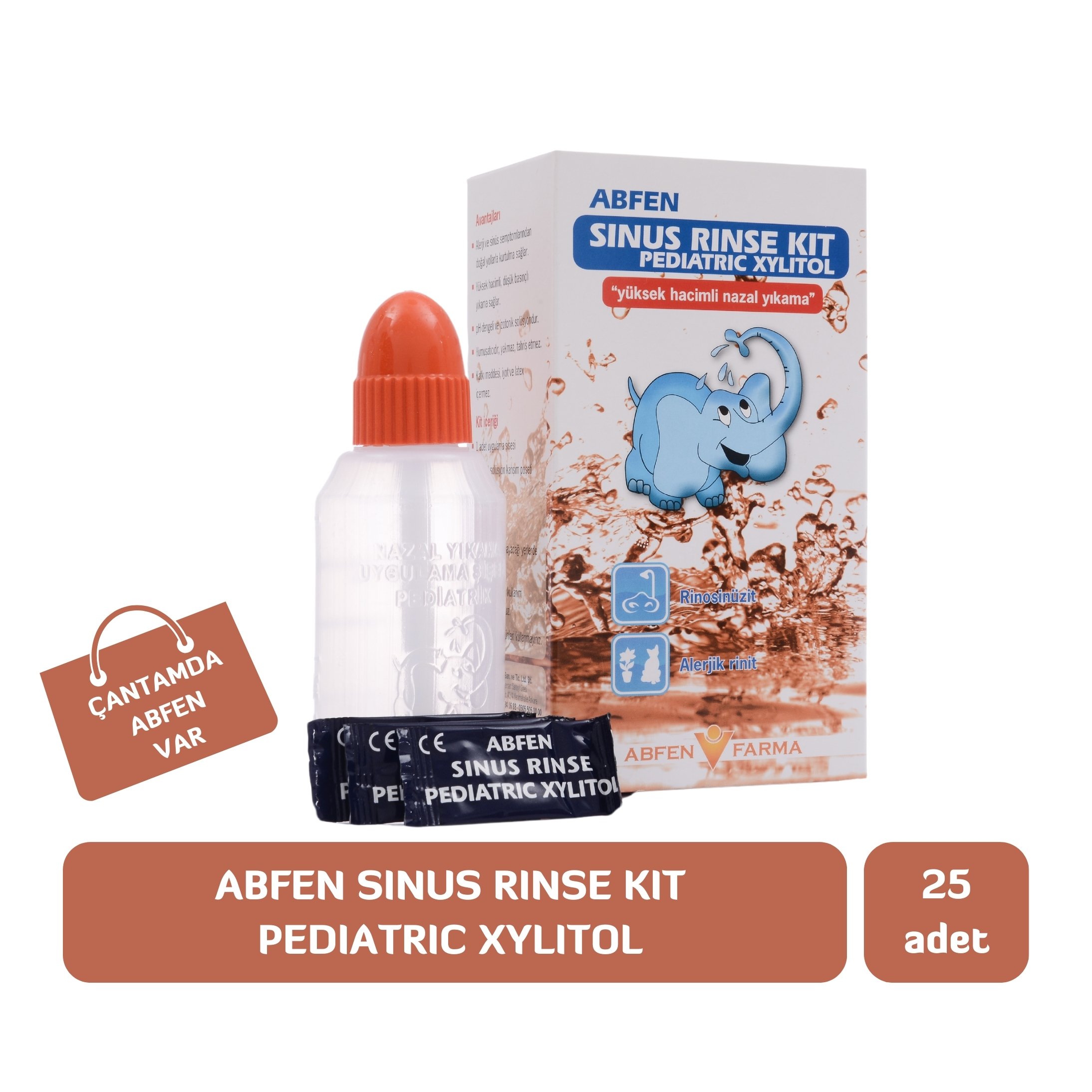 Abfen Sinus Rinse Pediatric Xylitol Burun Yıkama Kiti 25 Adet