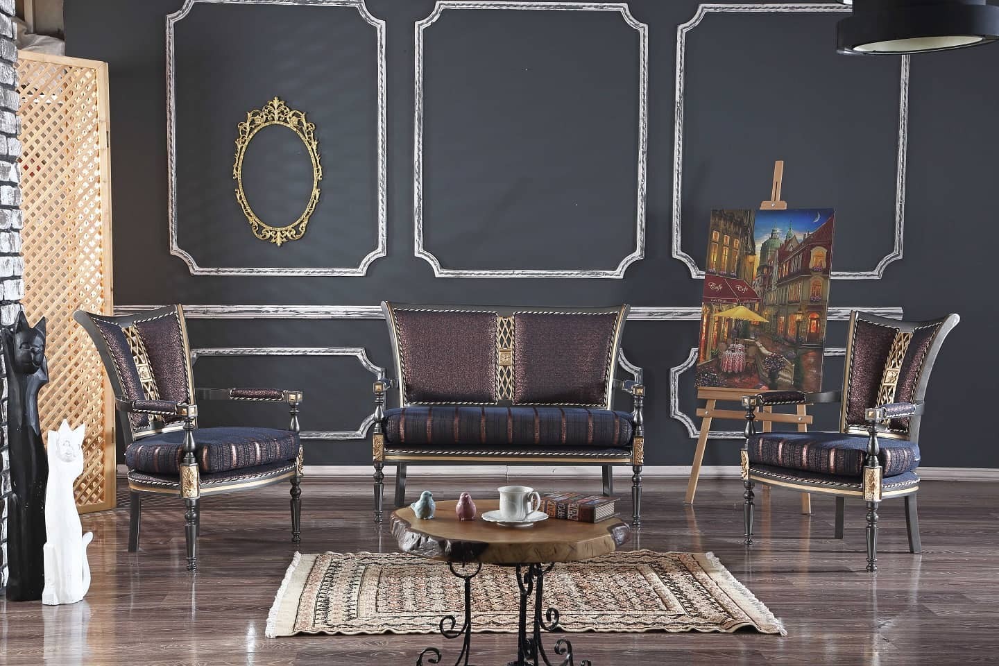 Bhr WooD Hasırlı Çay Oturma Takımı