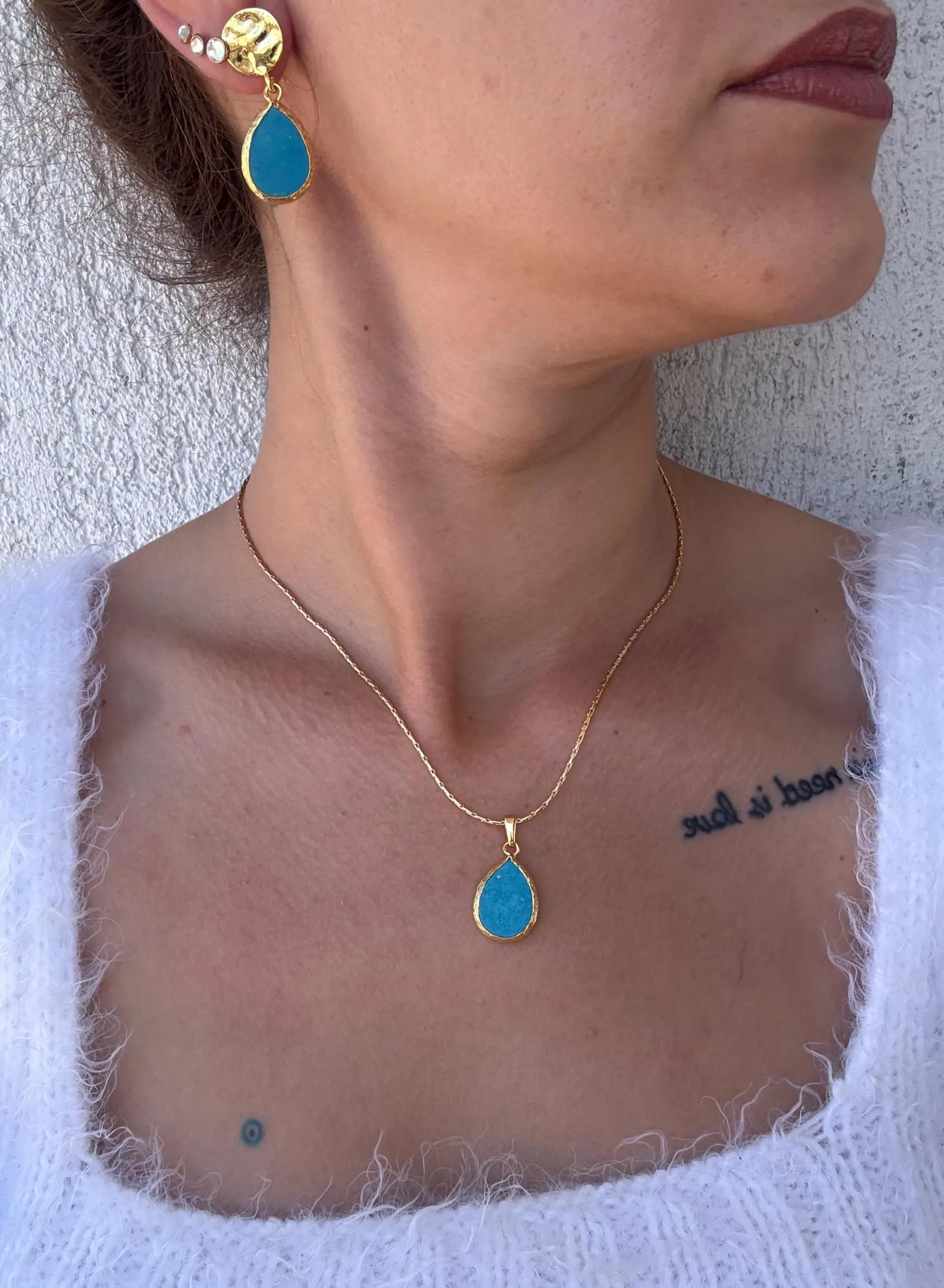Turkuaz Damla Kolye