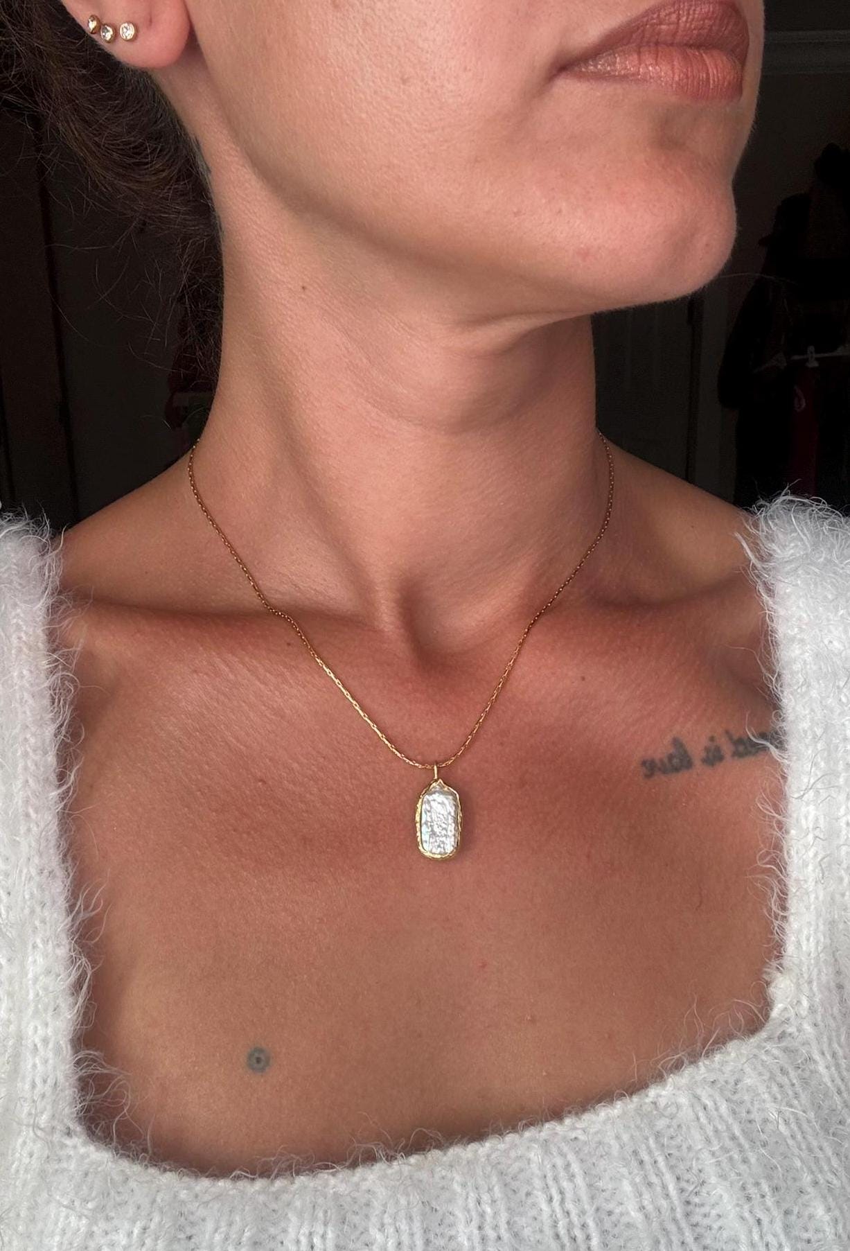 Kare Barok İnci Kolye