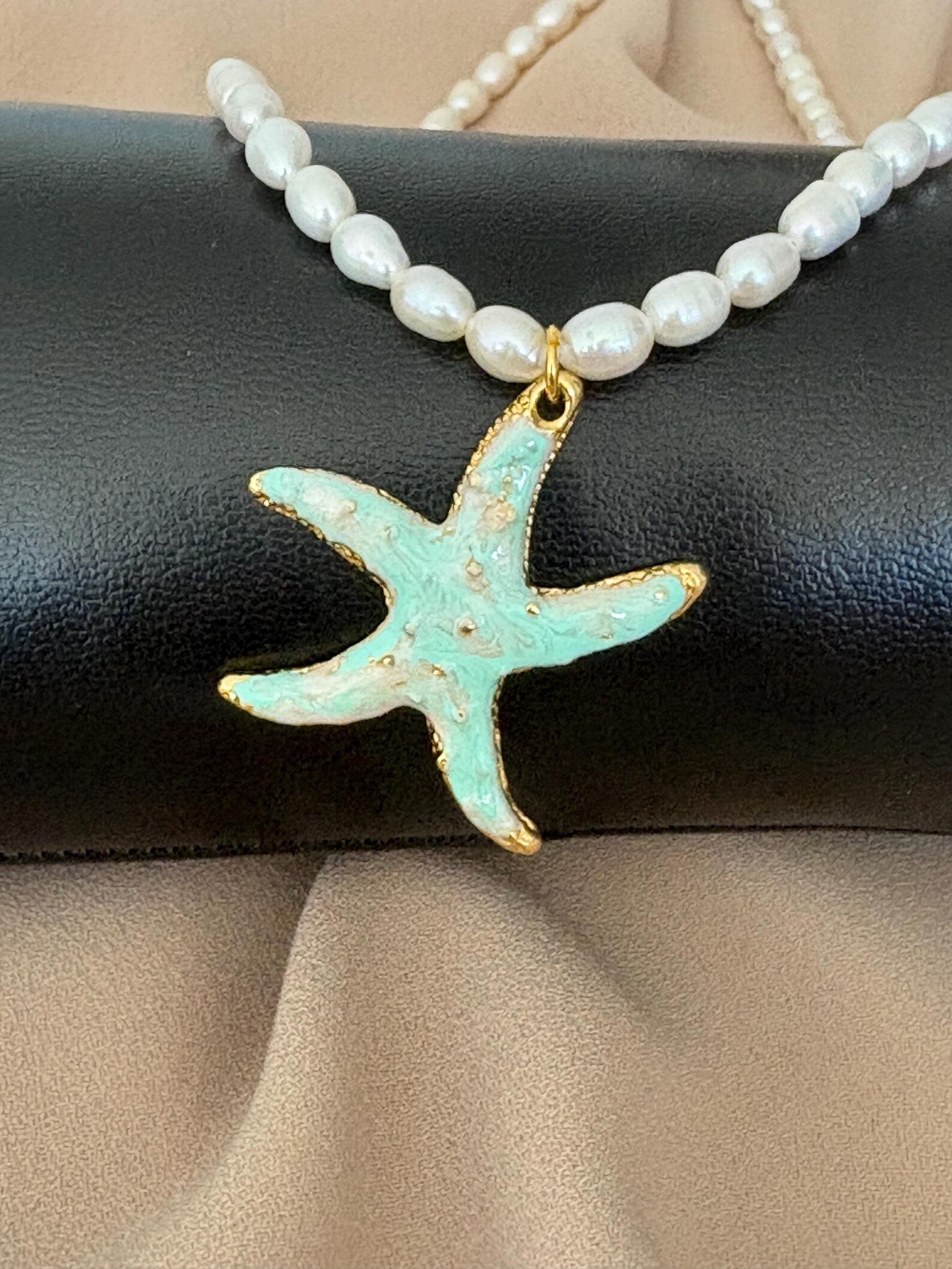 Deniz Yıldızı Doğal İnci Tasarım Kolye