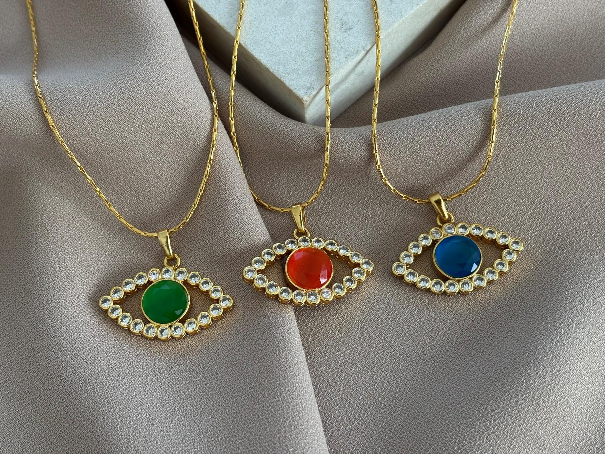 YENİ ! Özel Tasarım Doğal Taş Altın Zincir Zirkonyum Kolye