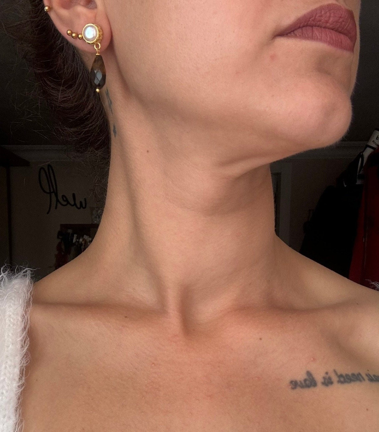 YENİ! Benzersiz Doğal Taş Küpeler, Özel Tasarım Doğal Taş İnci Küpeler