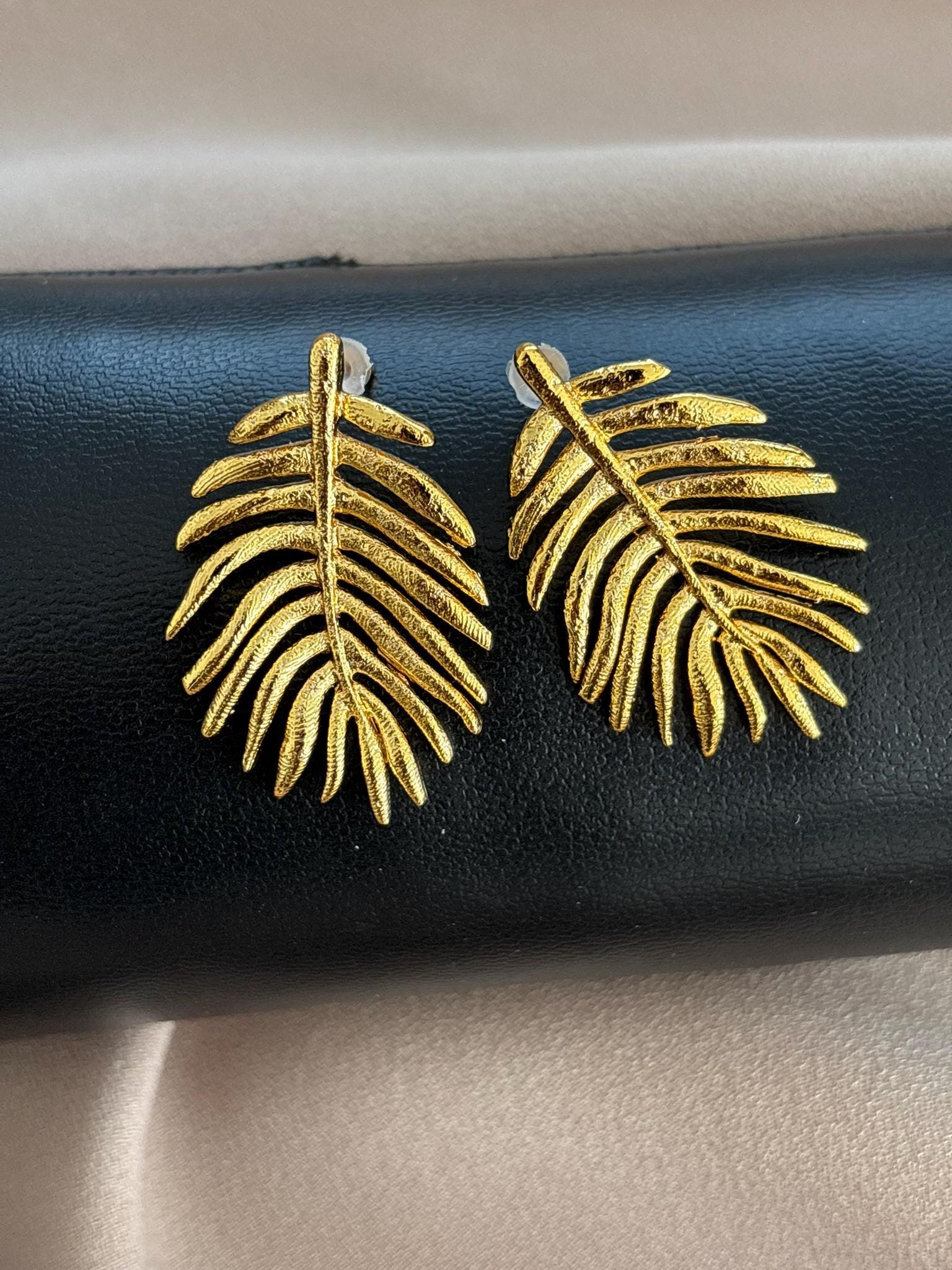 YENİ! Özel Yaprak Tasarım Döküm Küpe, El Yapımı Bronz Küpe