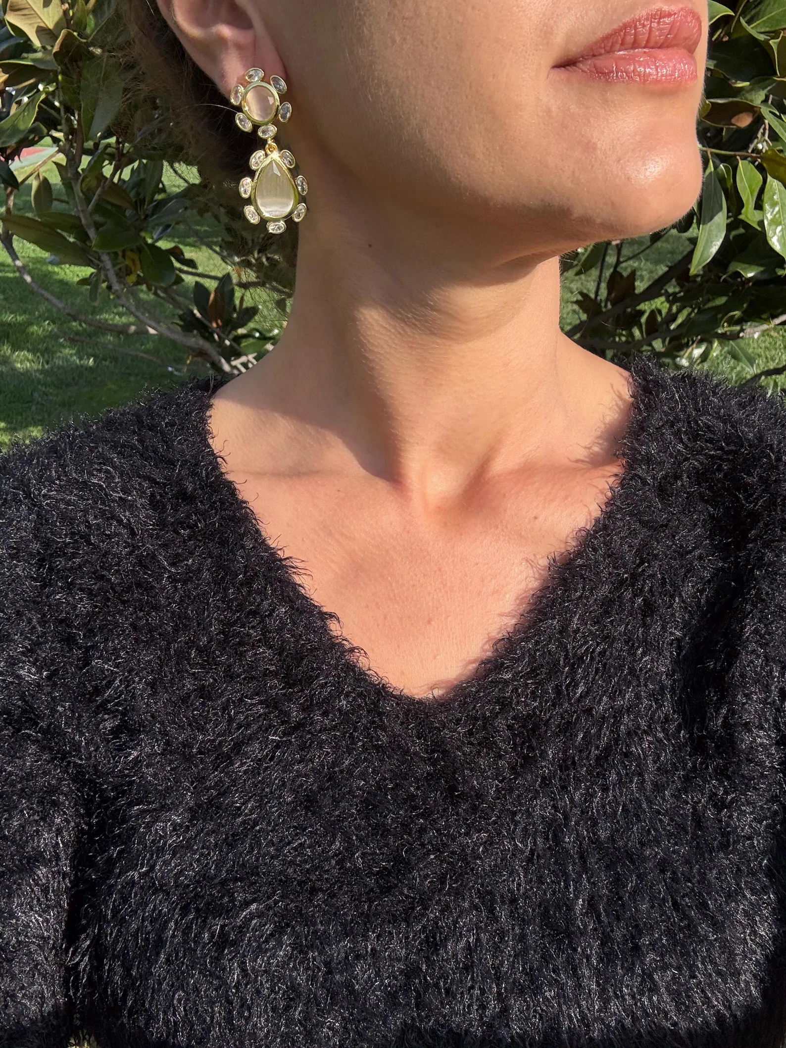 Zirkon&Kedi Gözü Taş Küpe