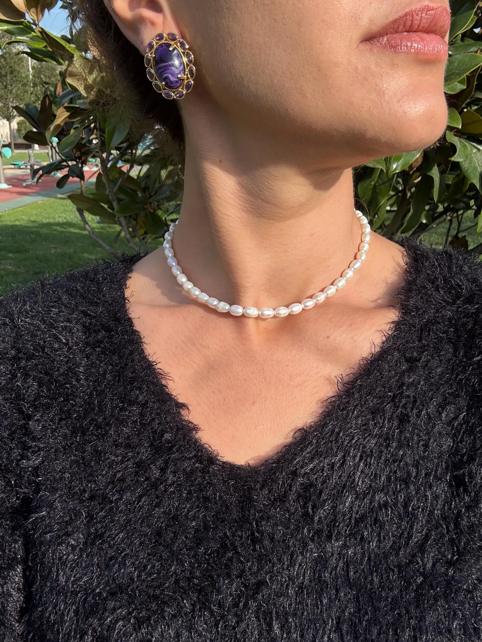 Vintage Doğal Taş Zirkon Küpeler