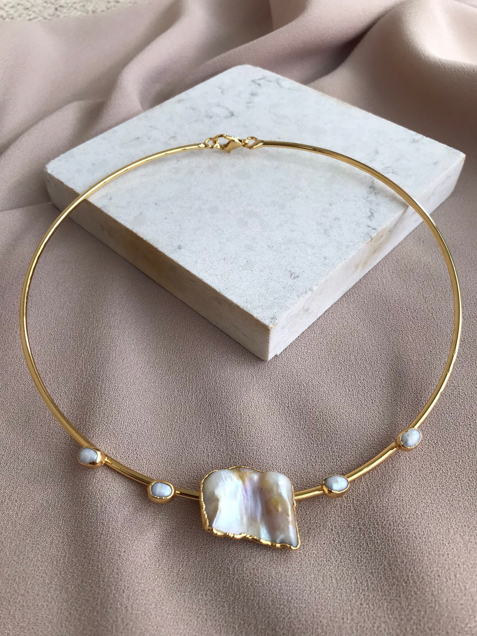 YENİ ! Çember Büyük Barok İnci Choker Kolye