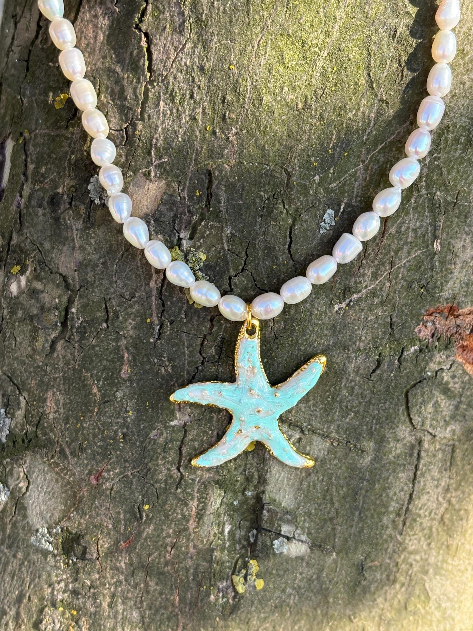 Deniz Yıldızı Doğal İnci Tasarım Kolye