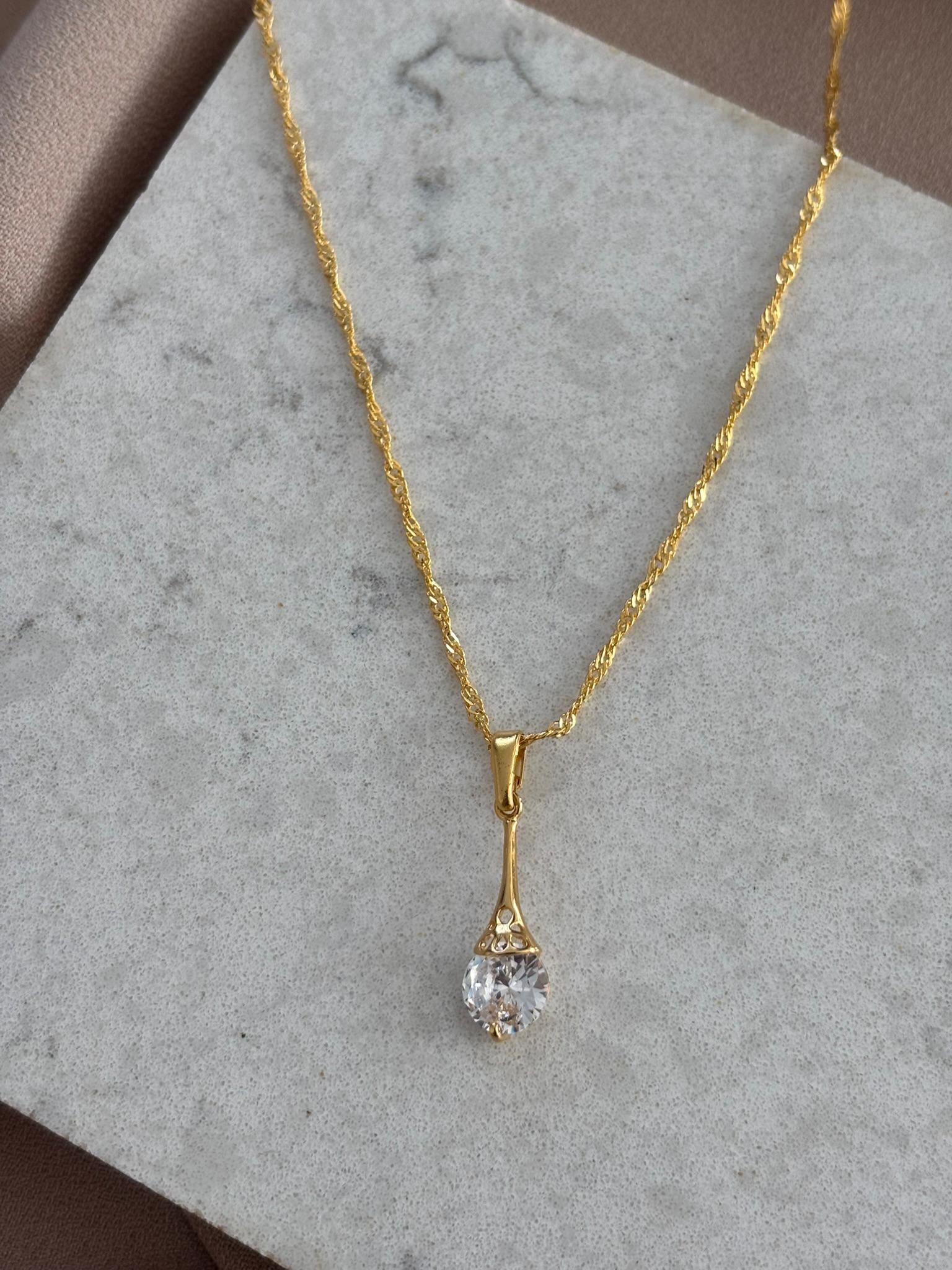 YENİ! Zirkon Taşlı Twist Zincir Kolye, Altın Zirkon Kombinasyon Kolye