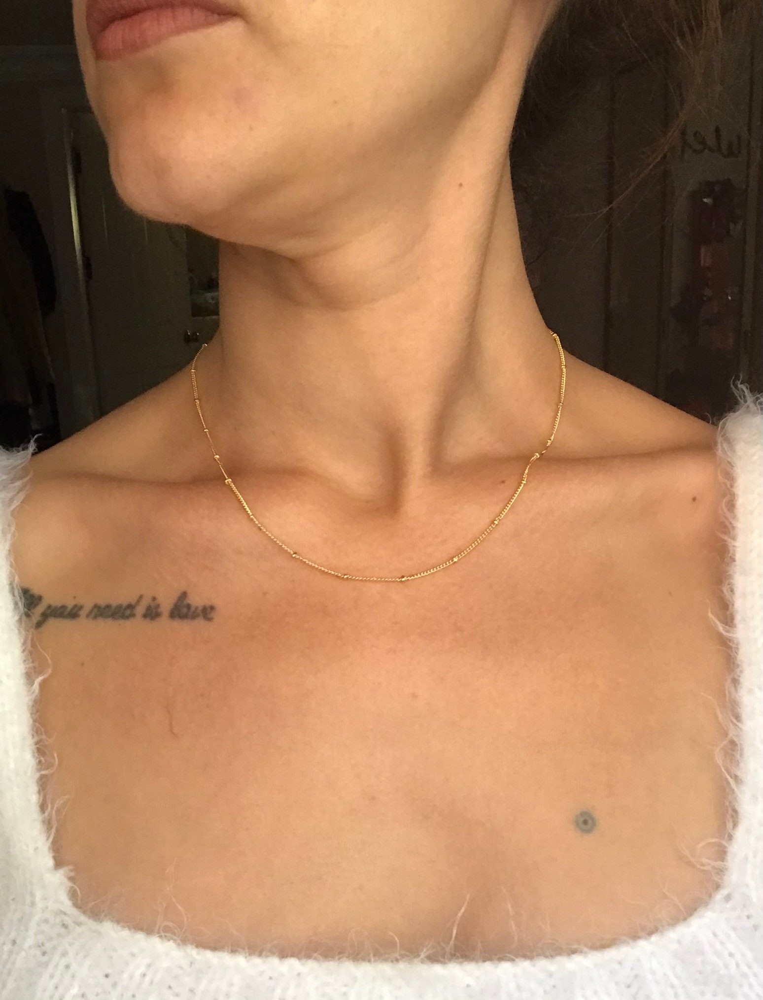 YENİ! 22 Ayar Altın Aralıklı Top Zincir Kolye, Şık Zincir Kolye