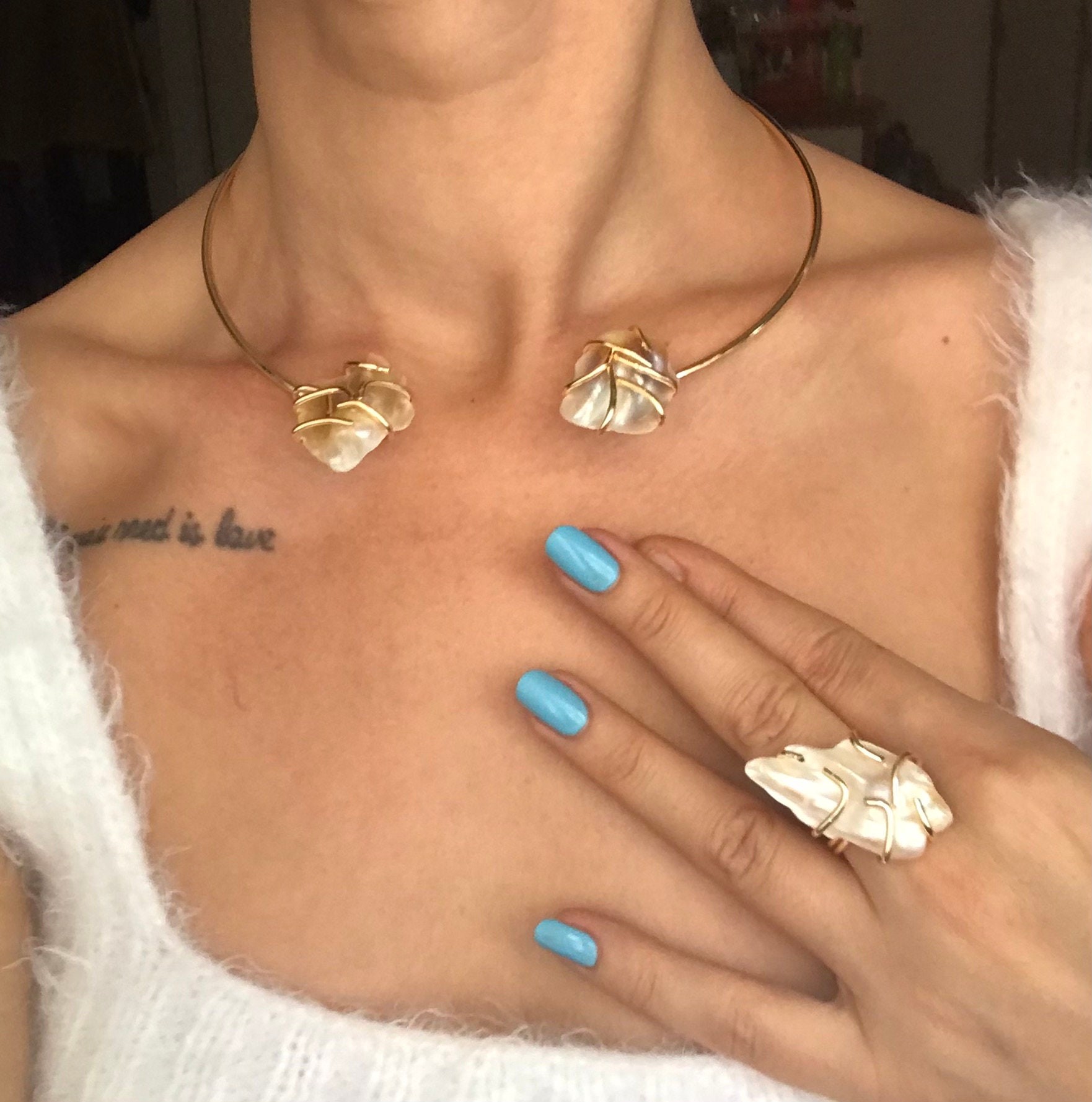 YENİ ! Büyük Barok İnci Choker Kolye