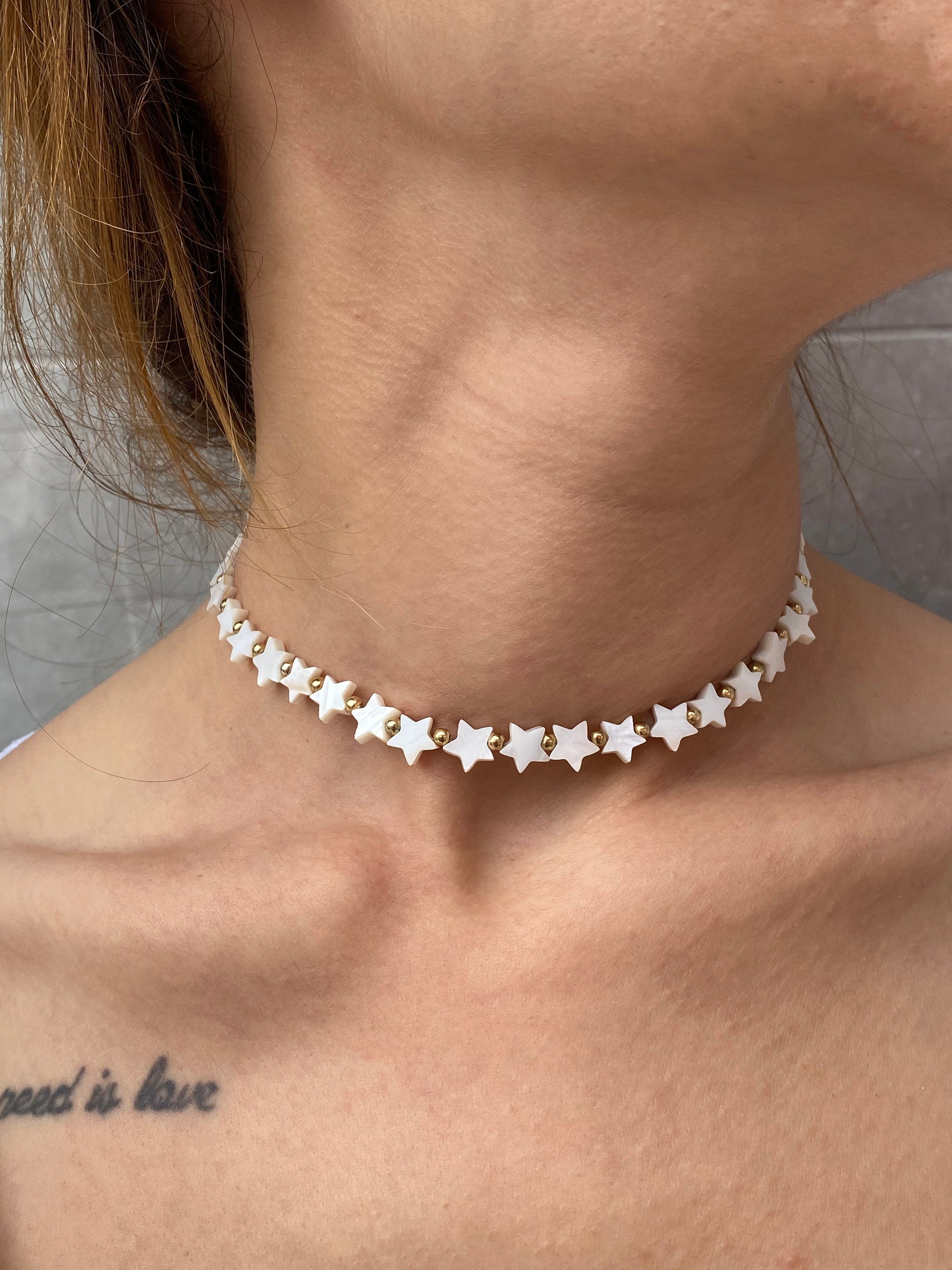 İnci Taşlı Yıldız Kolye, Choker