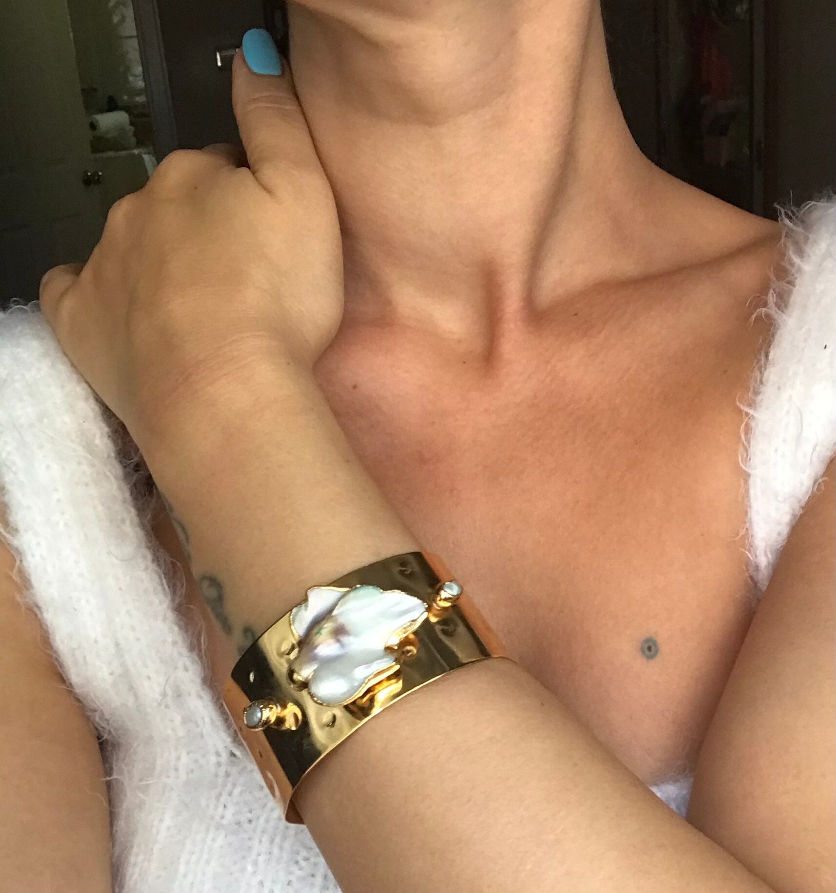 Kalın Düzensiz Barok İnci Bileklik