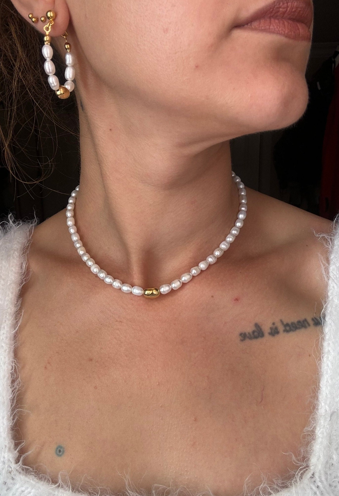 Altın Kaplama İnci Küpe