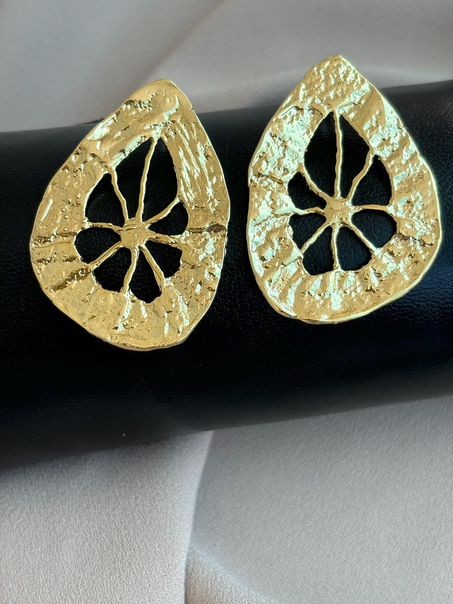 YENİ! Limon Dilimi Döküm Küpeler, El Yapımı Bronz Küpeler