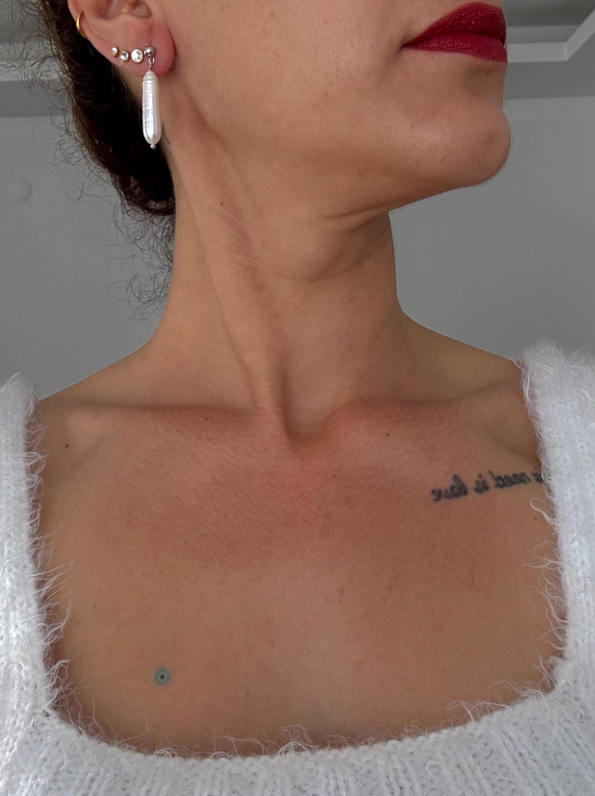 YENİ ! Silindir Barok İnci Küpe