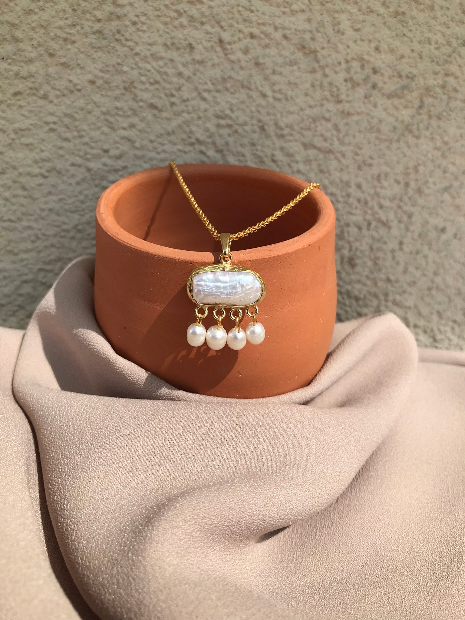 Kare İnci Zincir Kolye