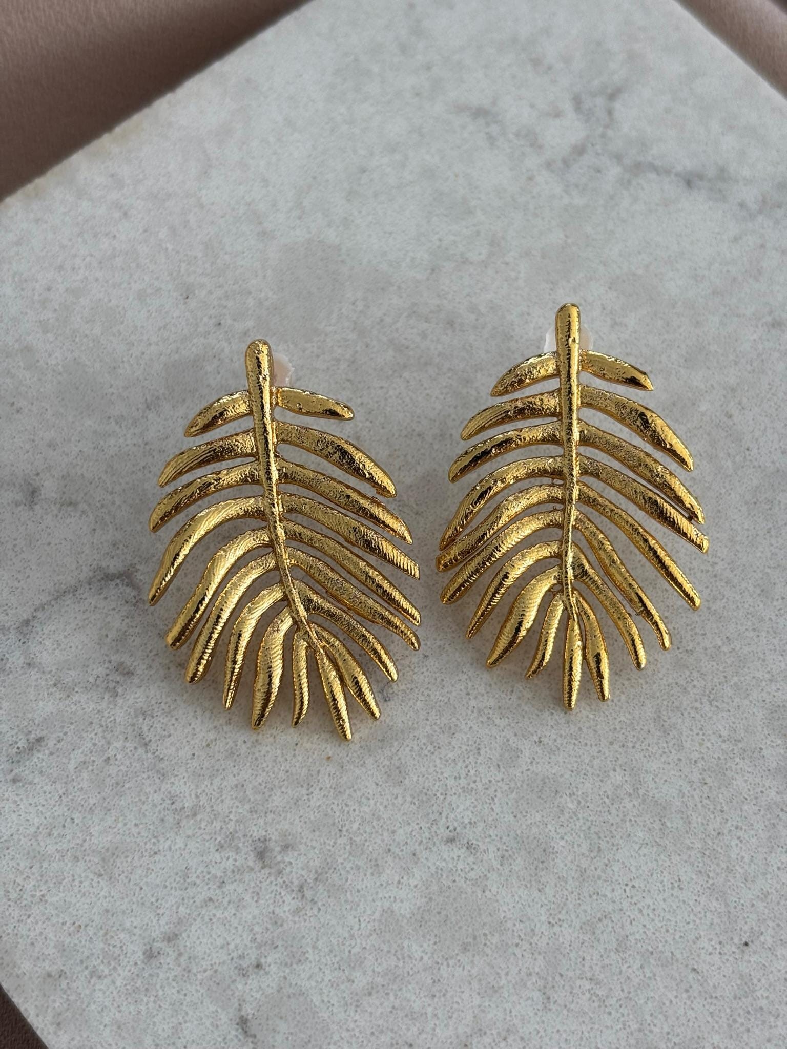 YENİ! Özel Yaprak Tasarım Döküm Küpe, El Yapımı Bronz Küpe