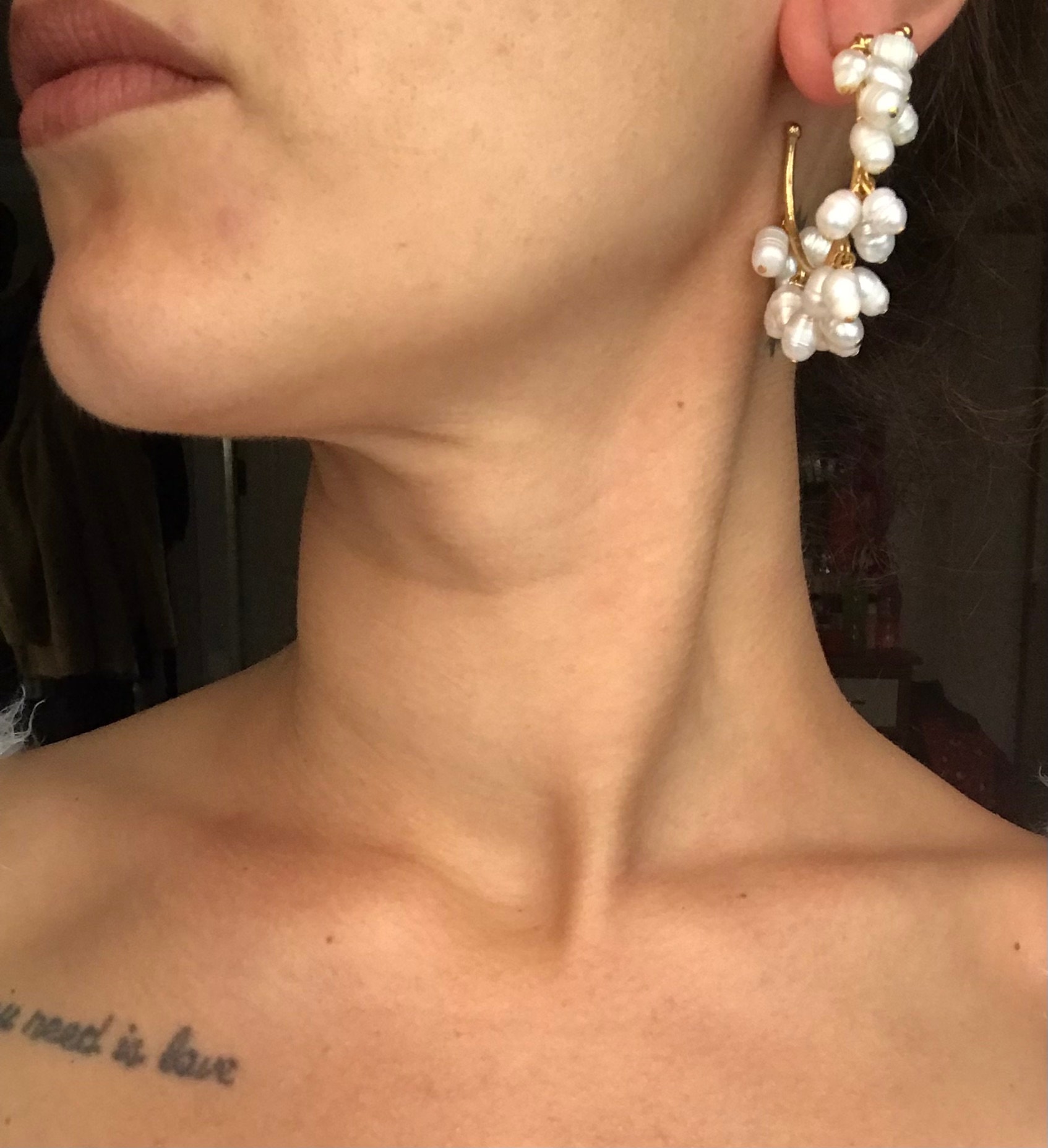 İnci Sarkıtlı Büyük Halka Küpe