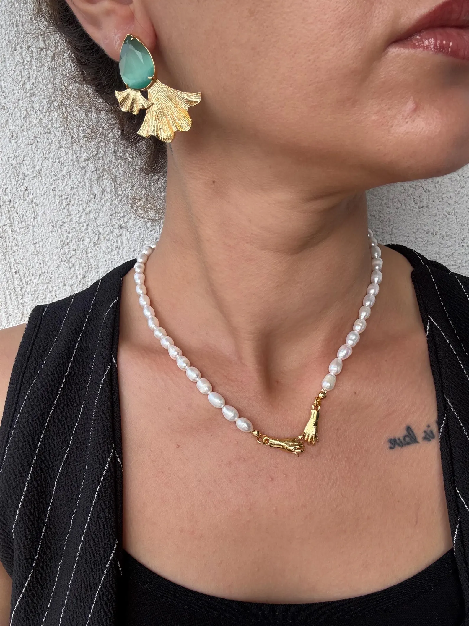 Damla Kedi Gözü Taşlı Küpeler