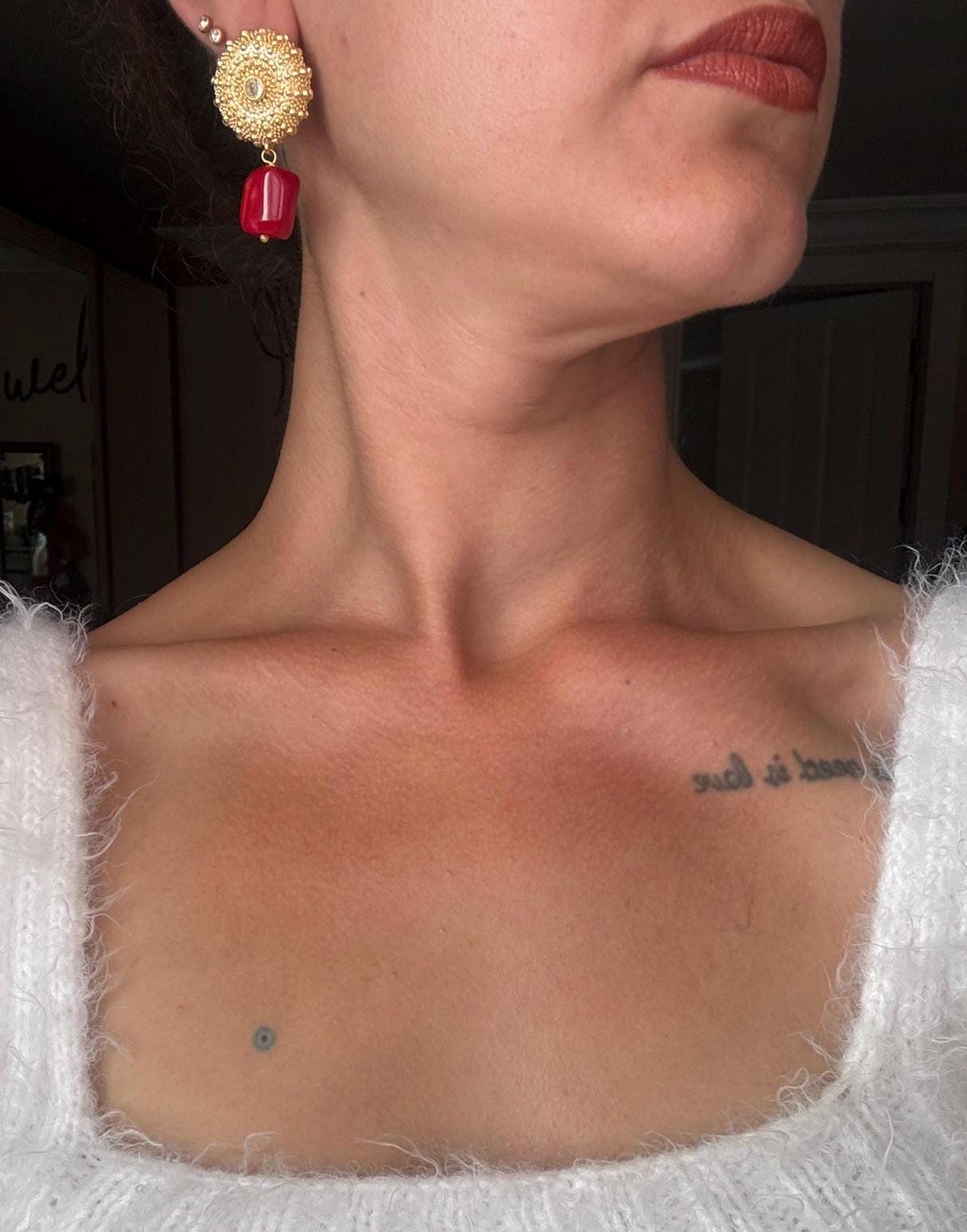 Mercan & Zirkon Kombin 'Snail' Küpe 