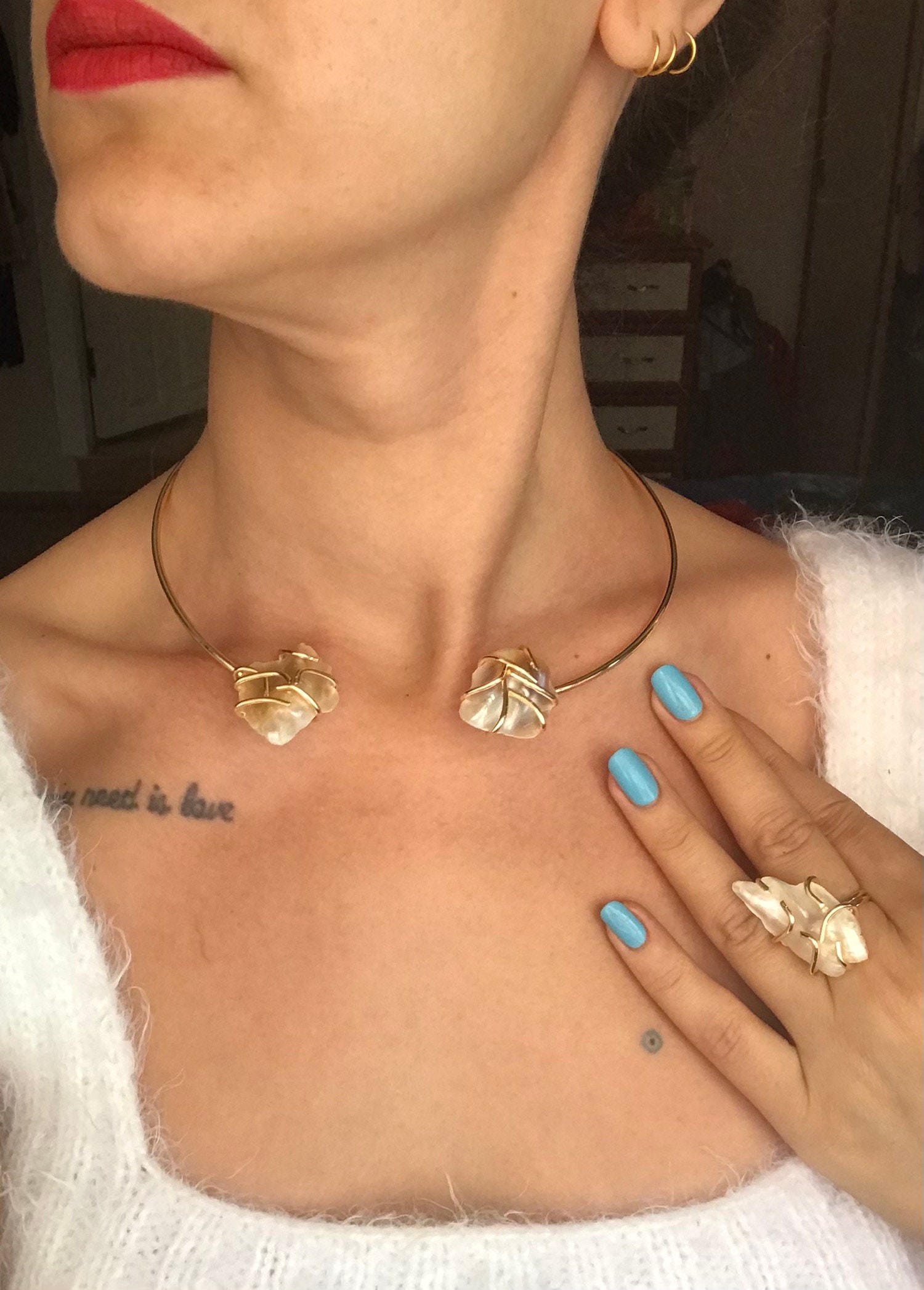 YENİ ! Büyük Barok İnci Choker Kolye
