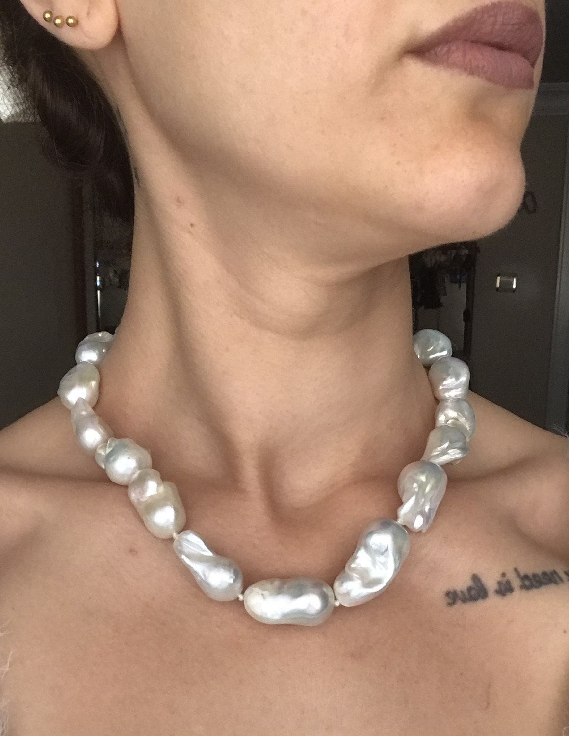 NEW ! Large Baroque Pearl Necklace, White Baroque Necklace, Timeless Necklace