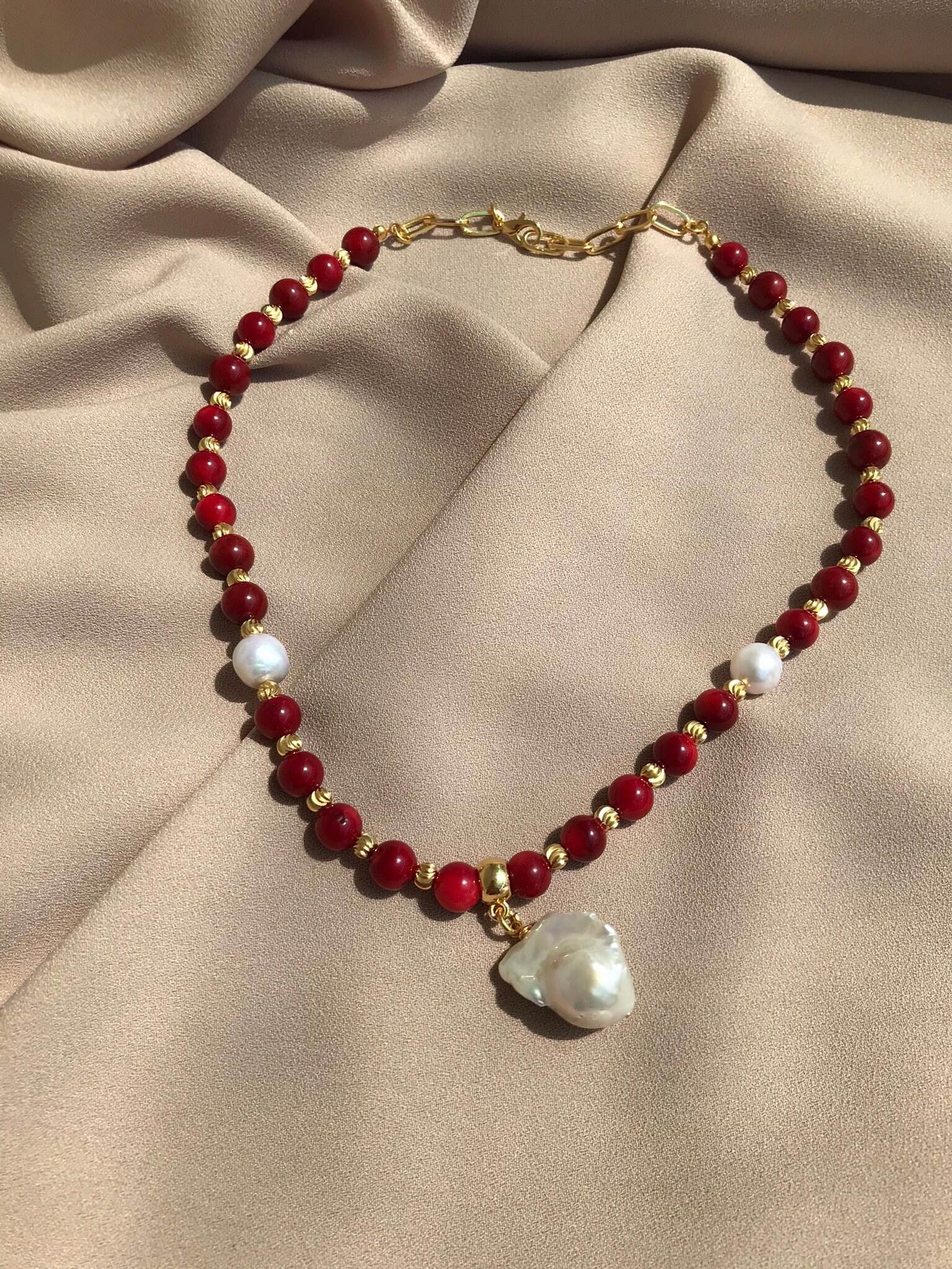 Mercan & İnci Kombin Kolye