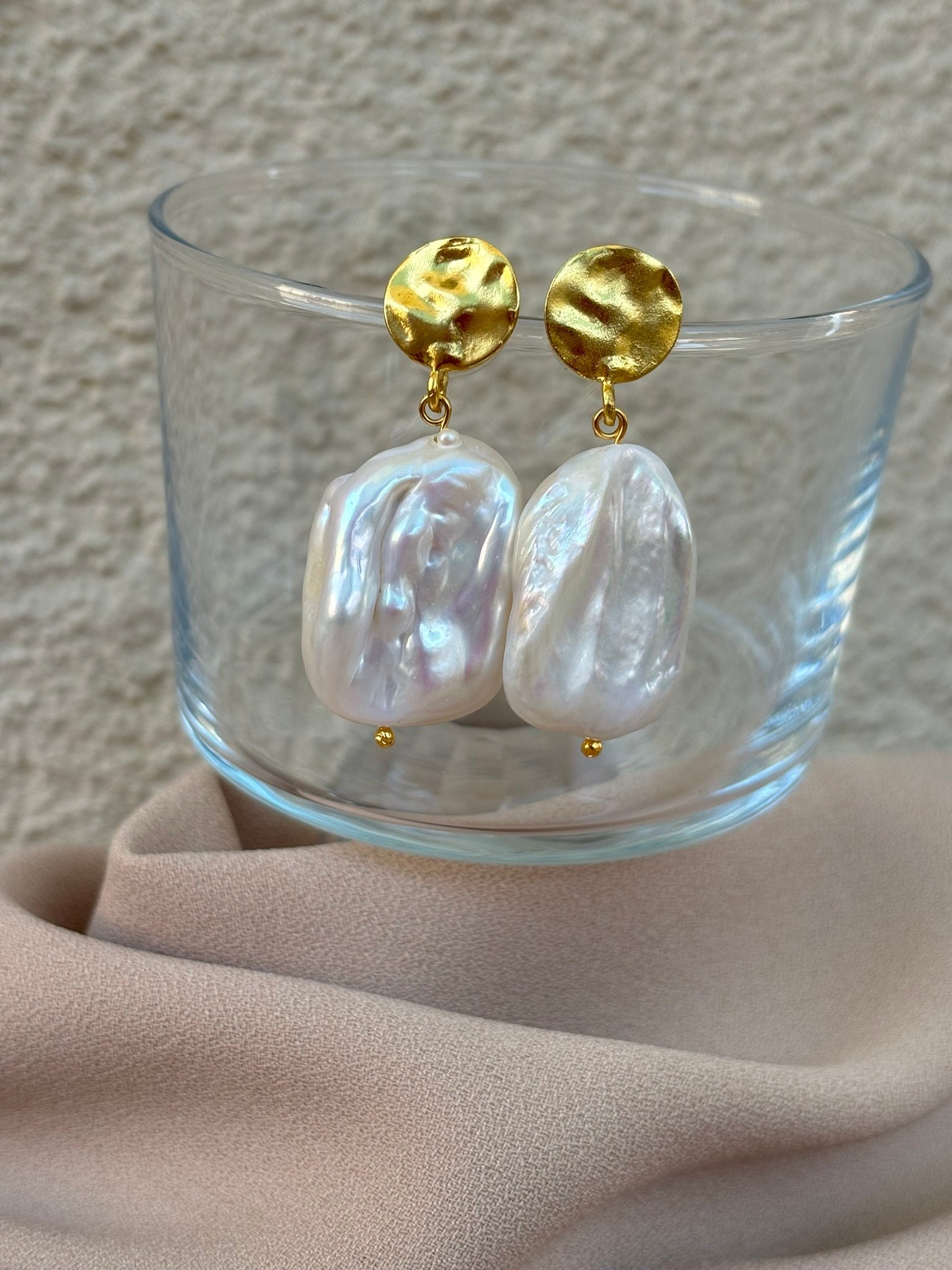 Büyük Düzensiz Barok İnci Küpe