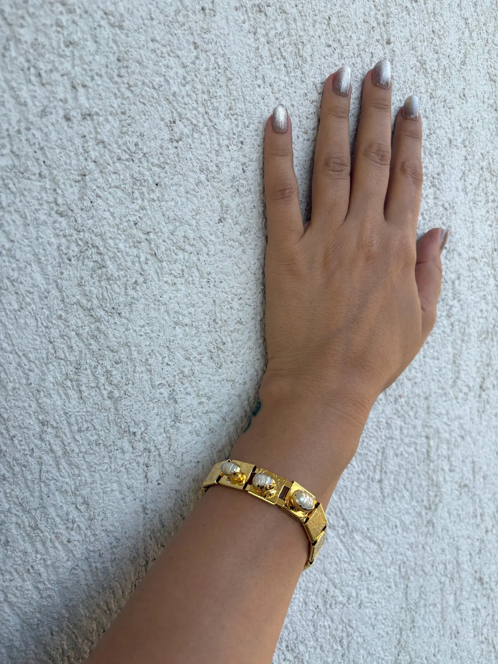 Üç İnci Saat Kayışı El Yapımı Bilezik