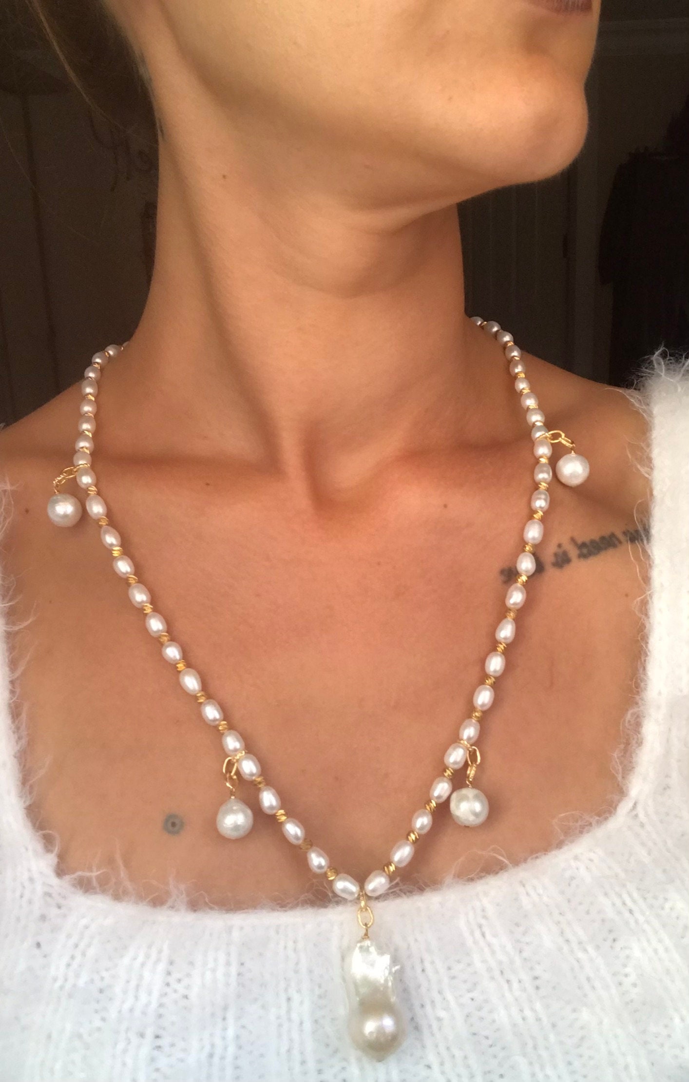 Büyük & Küçük Barok İnci Kolye