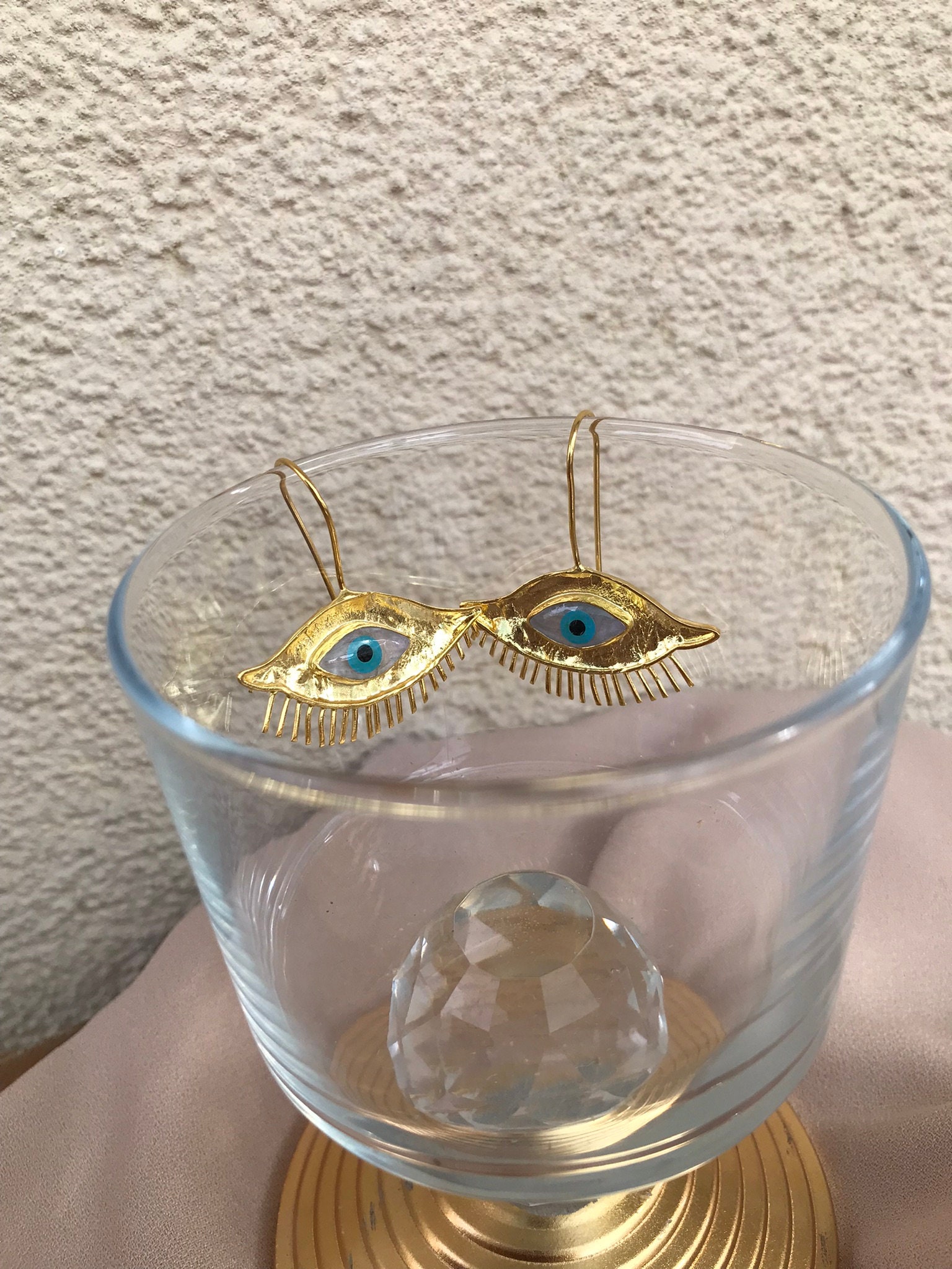 Sedefli Göz Tasarım İnci Küpe