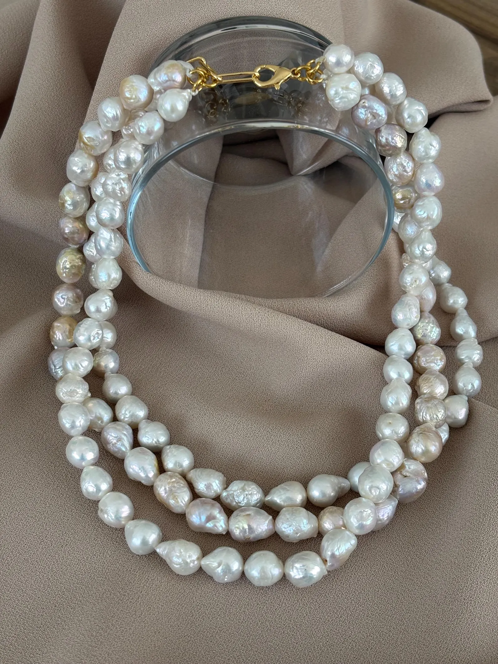 Üç Sıra Edison İnci Kolye