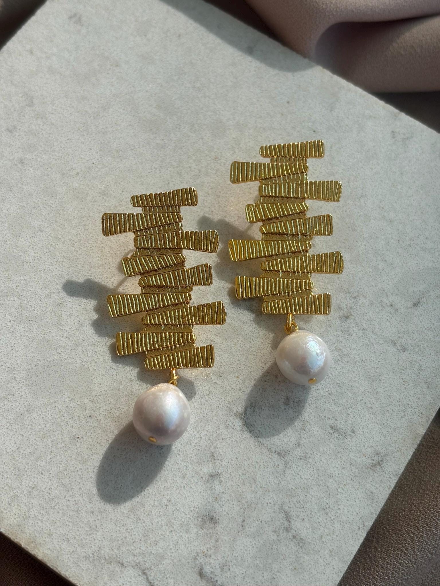 YENİ! Zigzag Tasarım Edison İnci Küpeler