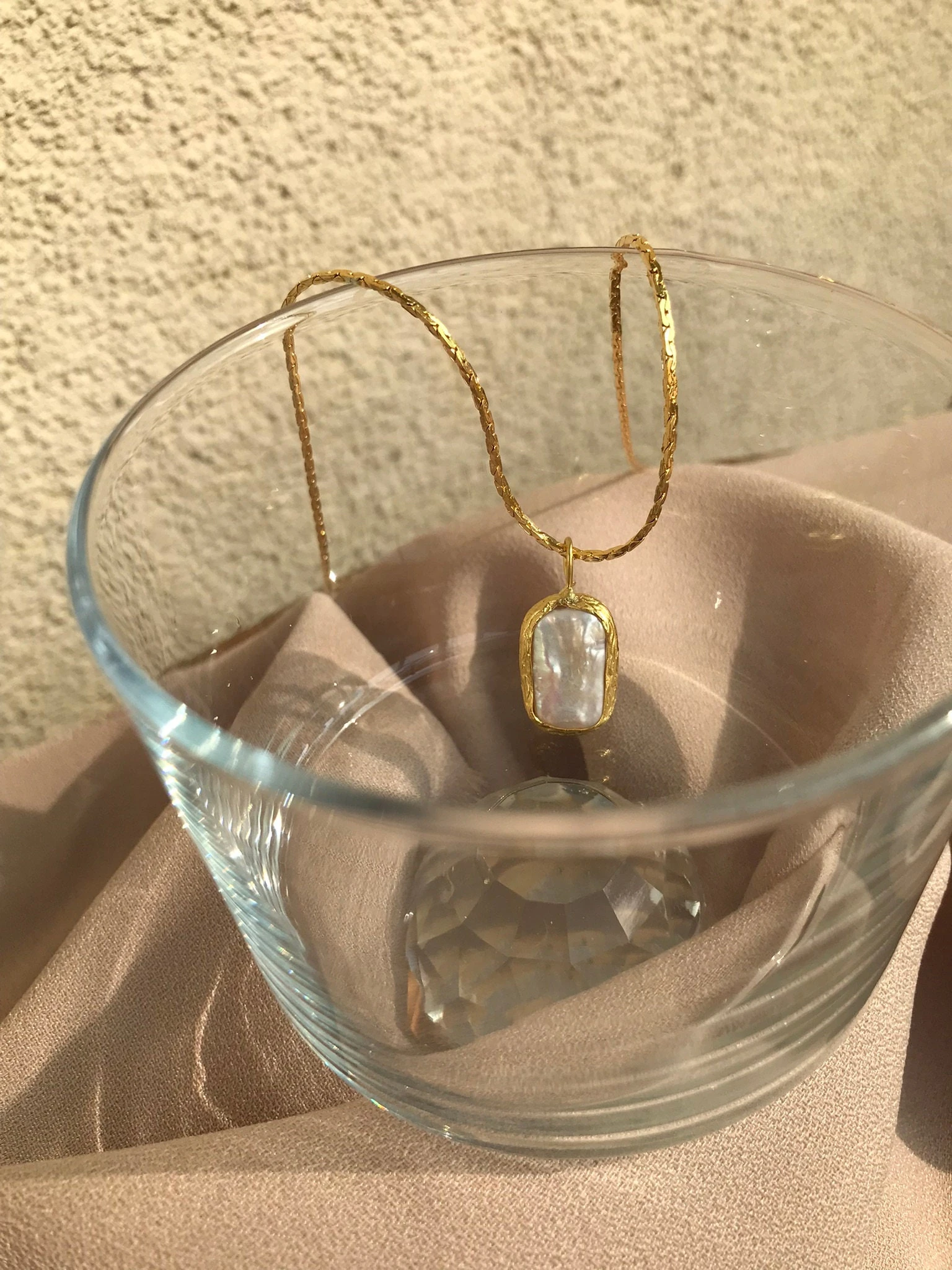 Kare Barok İnci Kolye