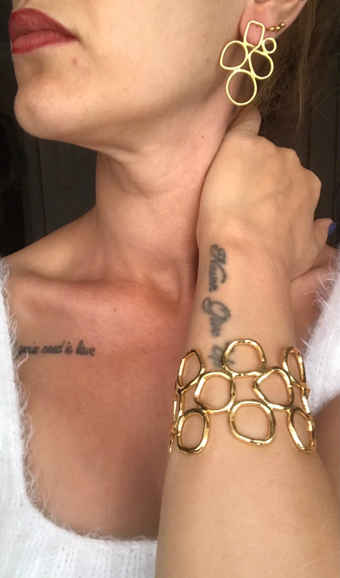 YENİ! Özel Tasarım Döküm Küpeler, El Yapımı Bronz Küpeler, Modern Küpeler