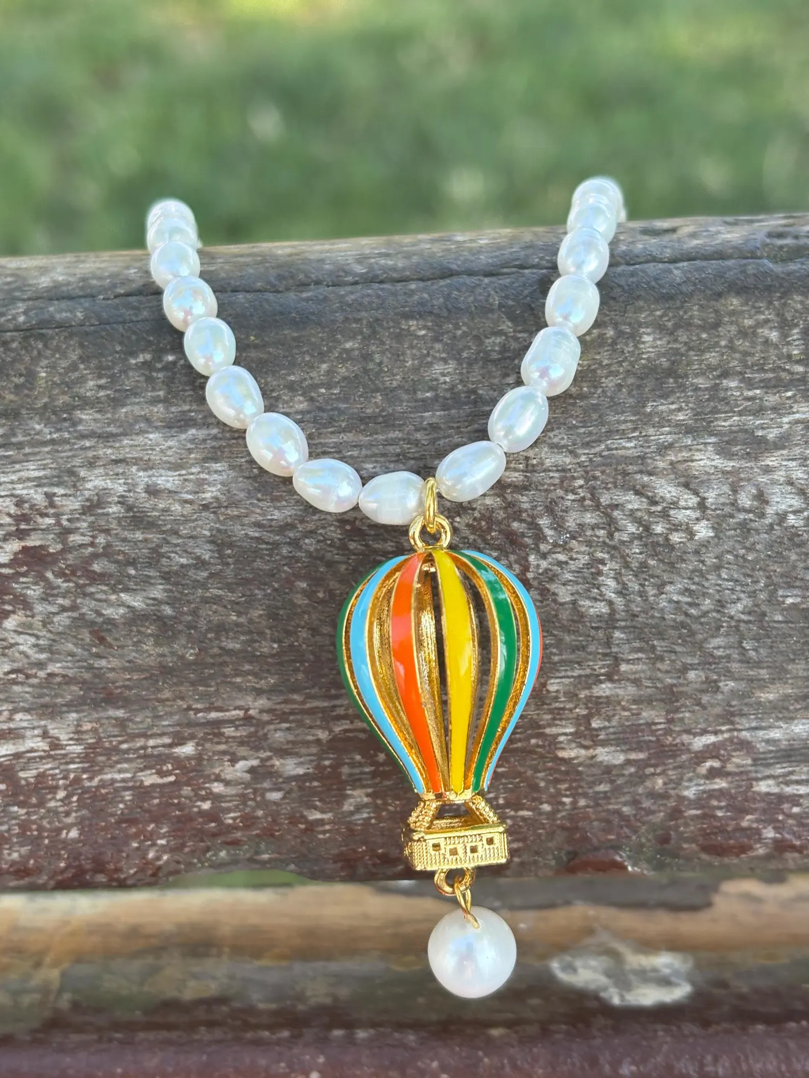 Renkli Balon Doğal İnci Tasarım Kolye