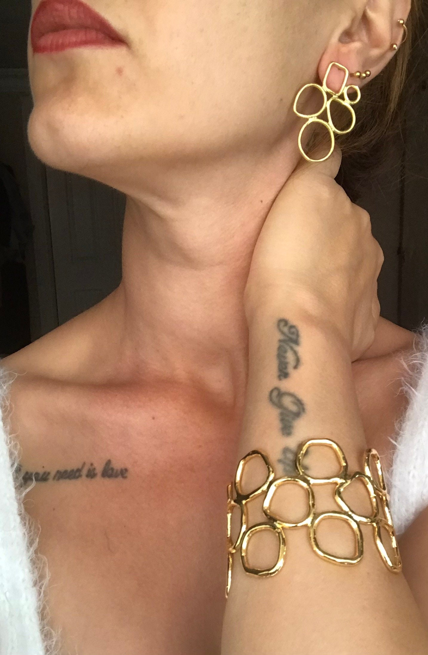 YENİ! Özel Tasarım Döküm Küpeler, El Yapımı Bronz Küpeler, Modern Küpeler