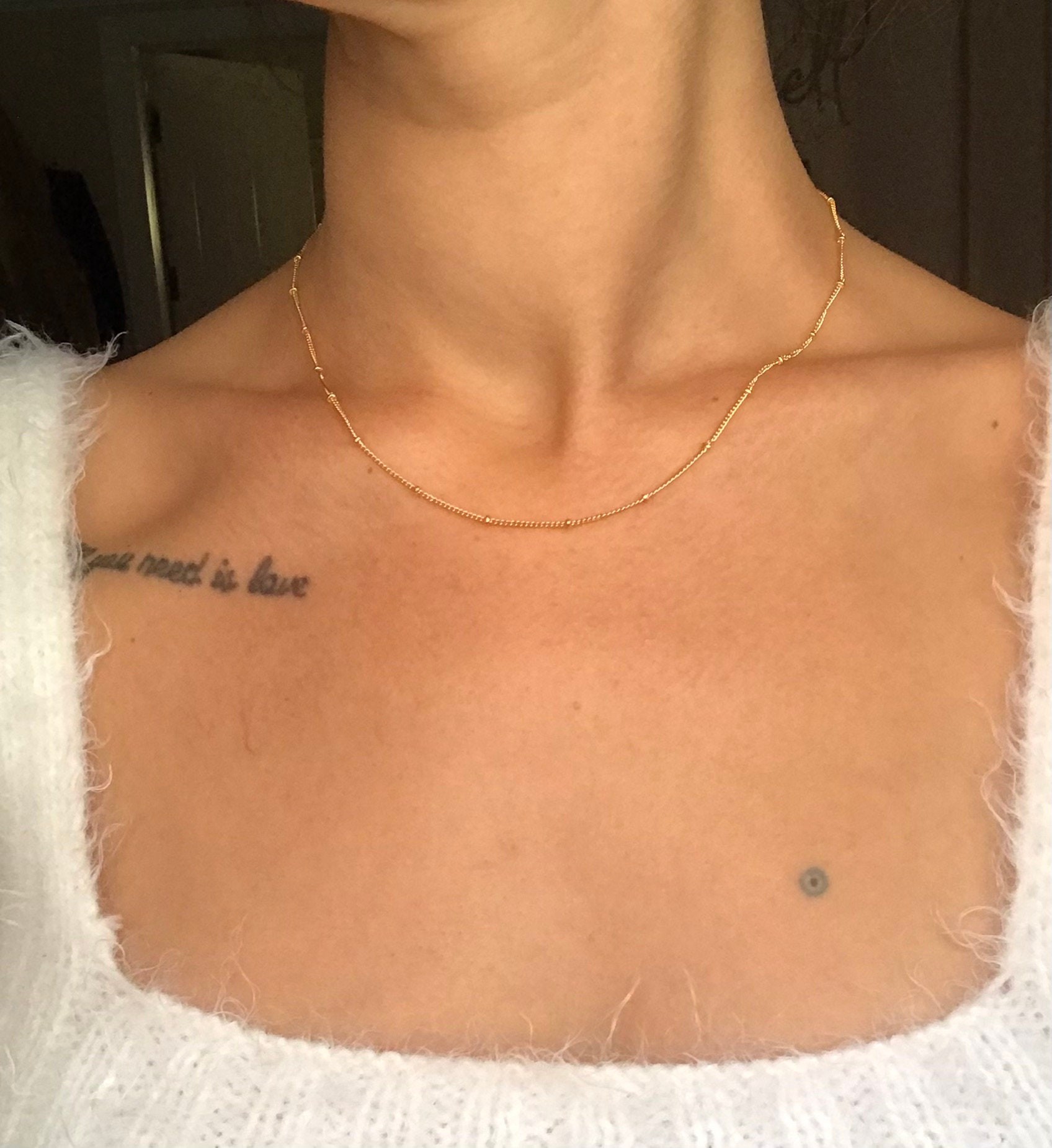YENİ! 22 Ayar Altın Aralıklı Top Zincir Kolye, Şık Zincir Kolye
