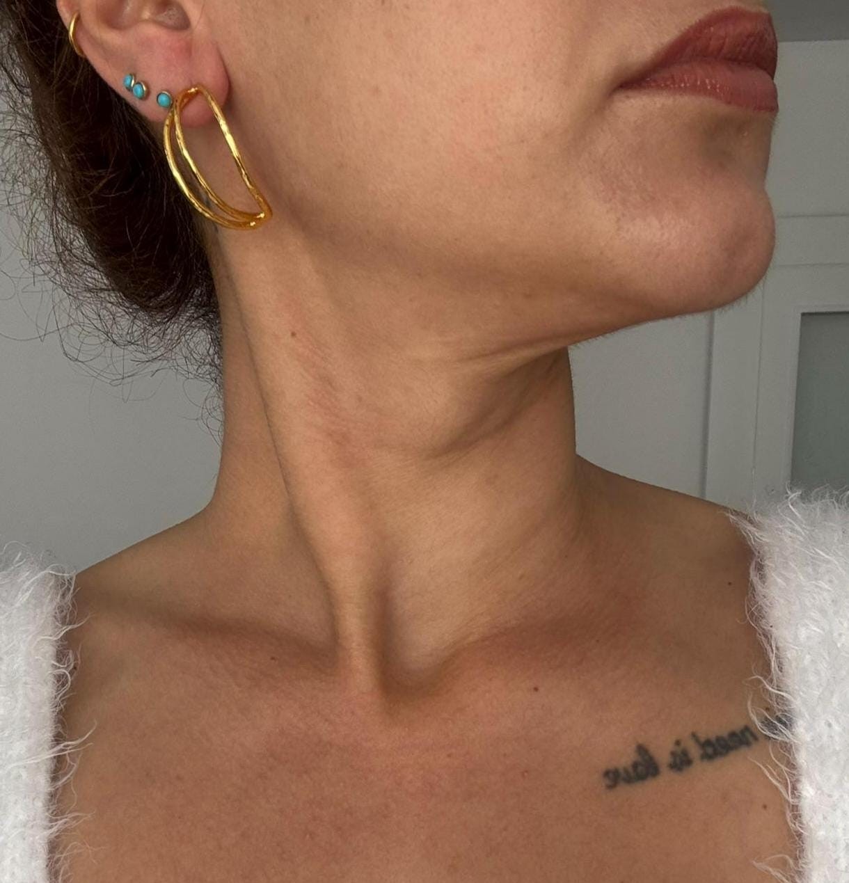 YENİ! Özel Tasarım Yarım Halka Döküm Küpeler, El Yapımı Bronz Küpeler