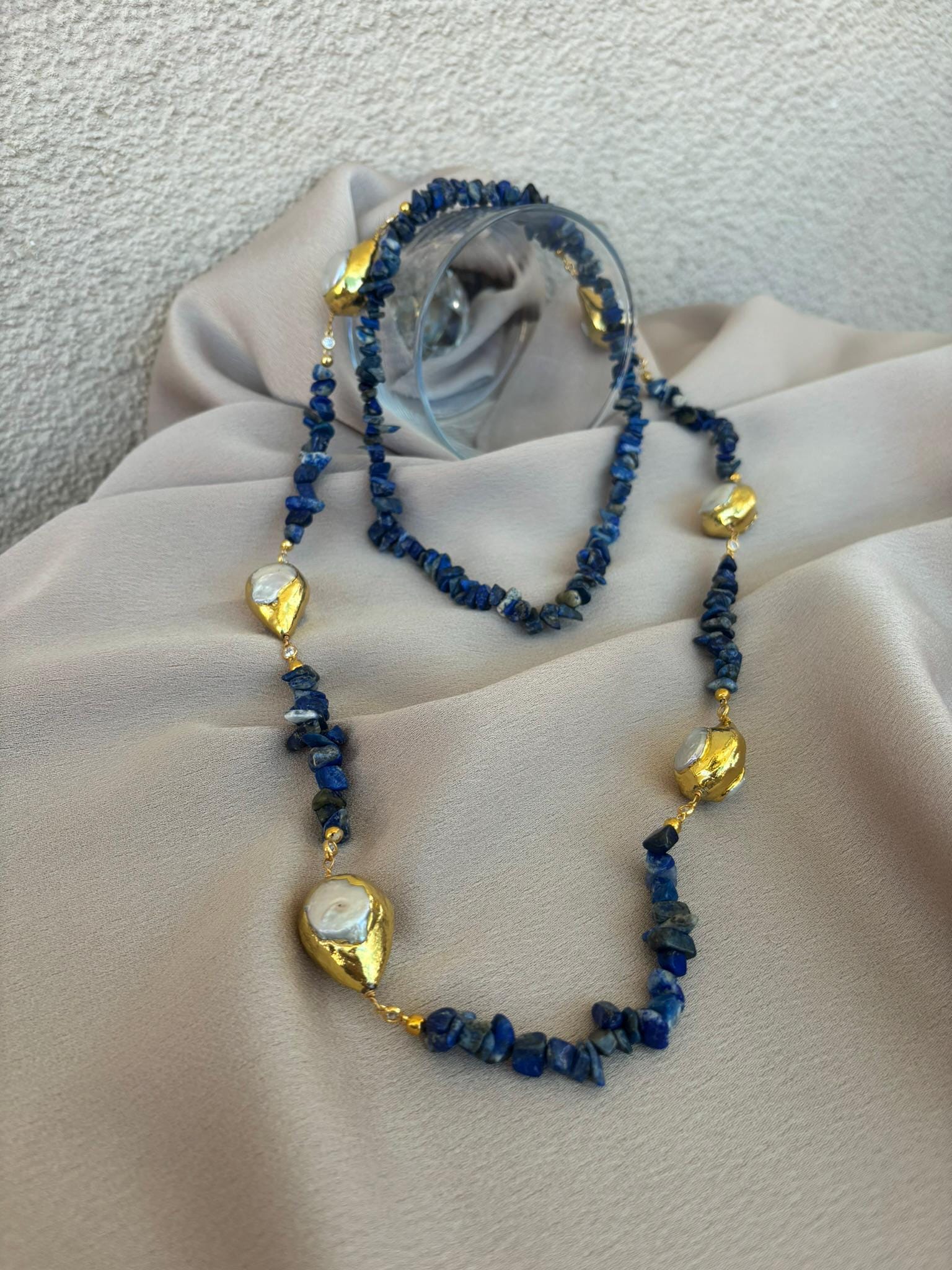 Lapis Lazuli & Barok İnci Kolye
