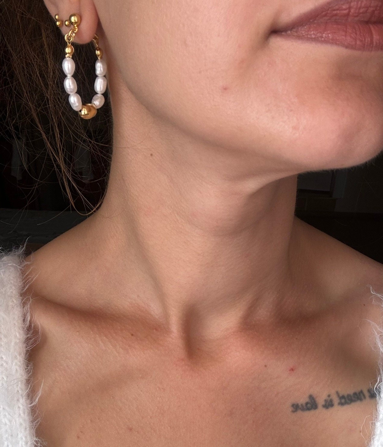 Altın Kaplama İnci Küpe