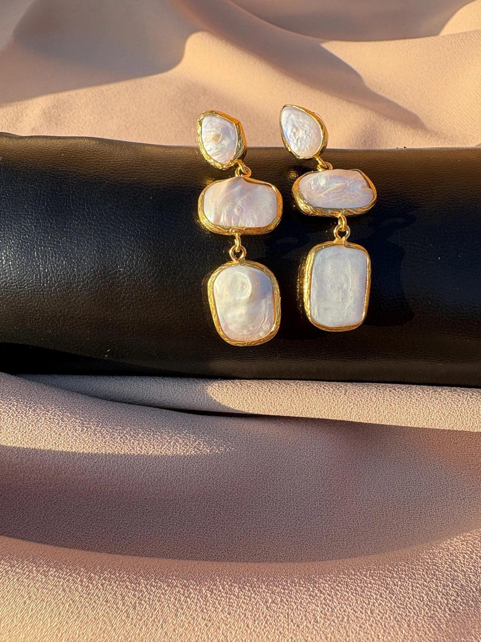 Geometrik Gerçek Barok İnci Küpeler