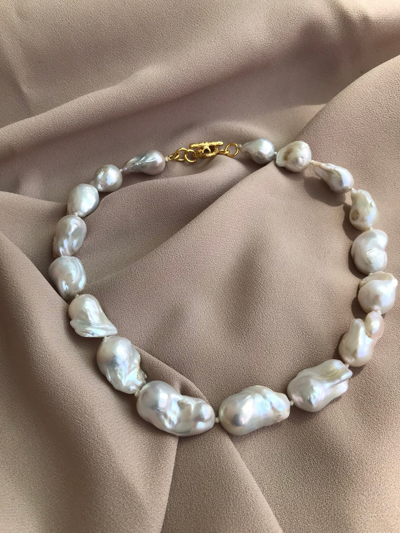 NEW ! Large Baroque Pearl Necklace, White Baroque Necklace, Timeless Necklace