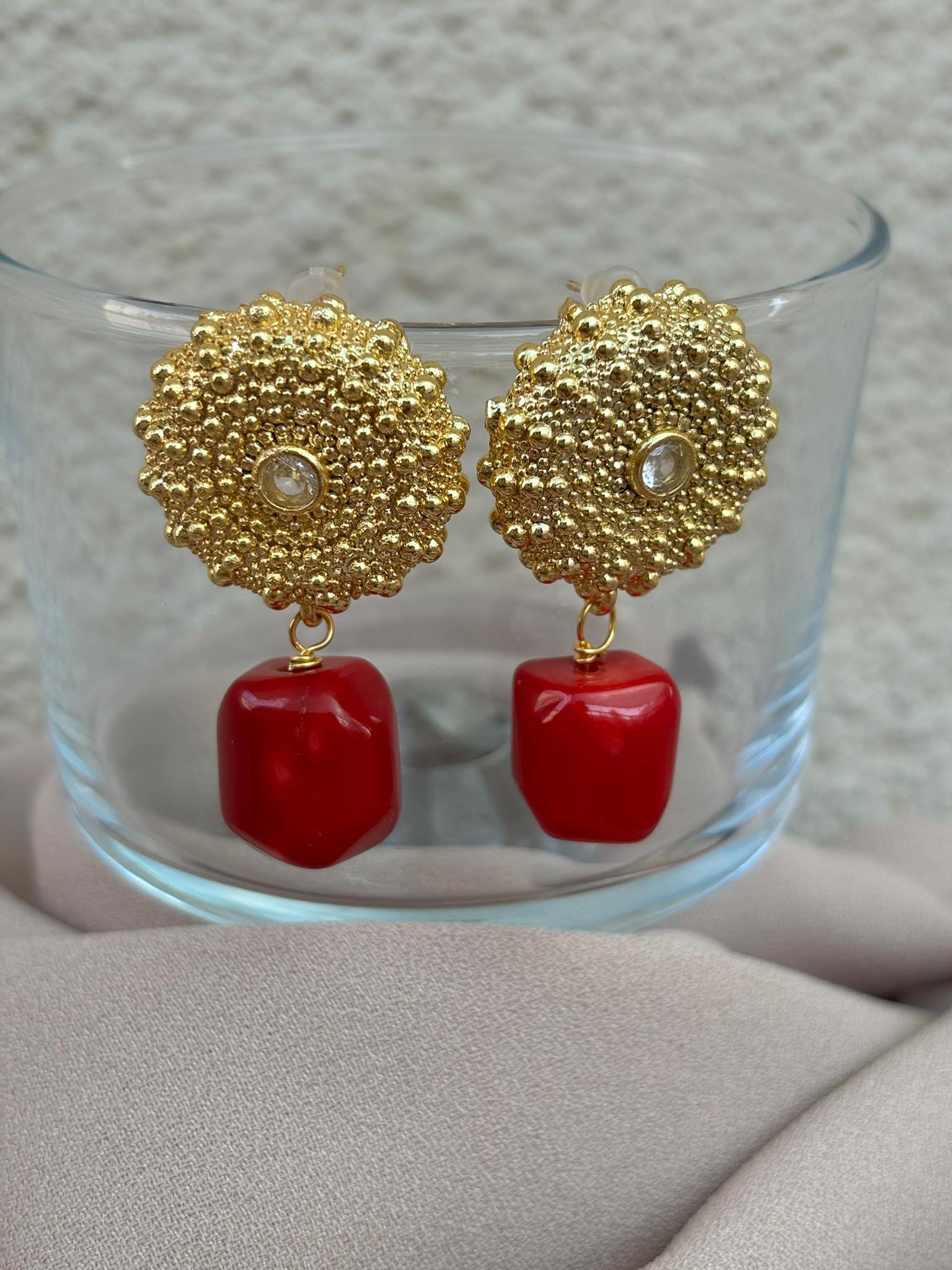 Mercan & Zirkon Kombin 'Snail' Küpe 