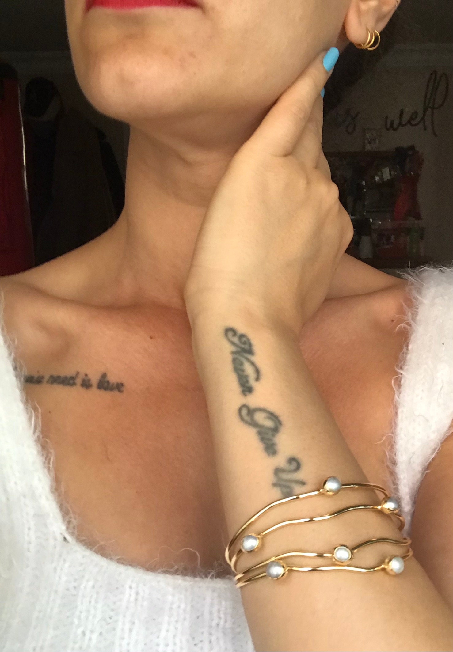 Dalgalı Manşet İnci Bileklik