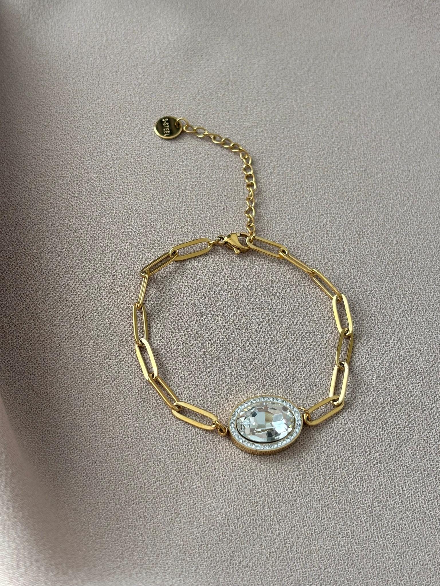 NEW ! Stainless Steel Zircon Stone Bracelet